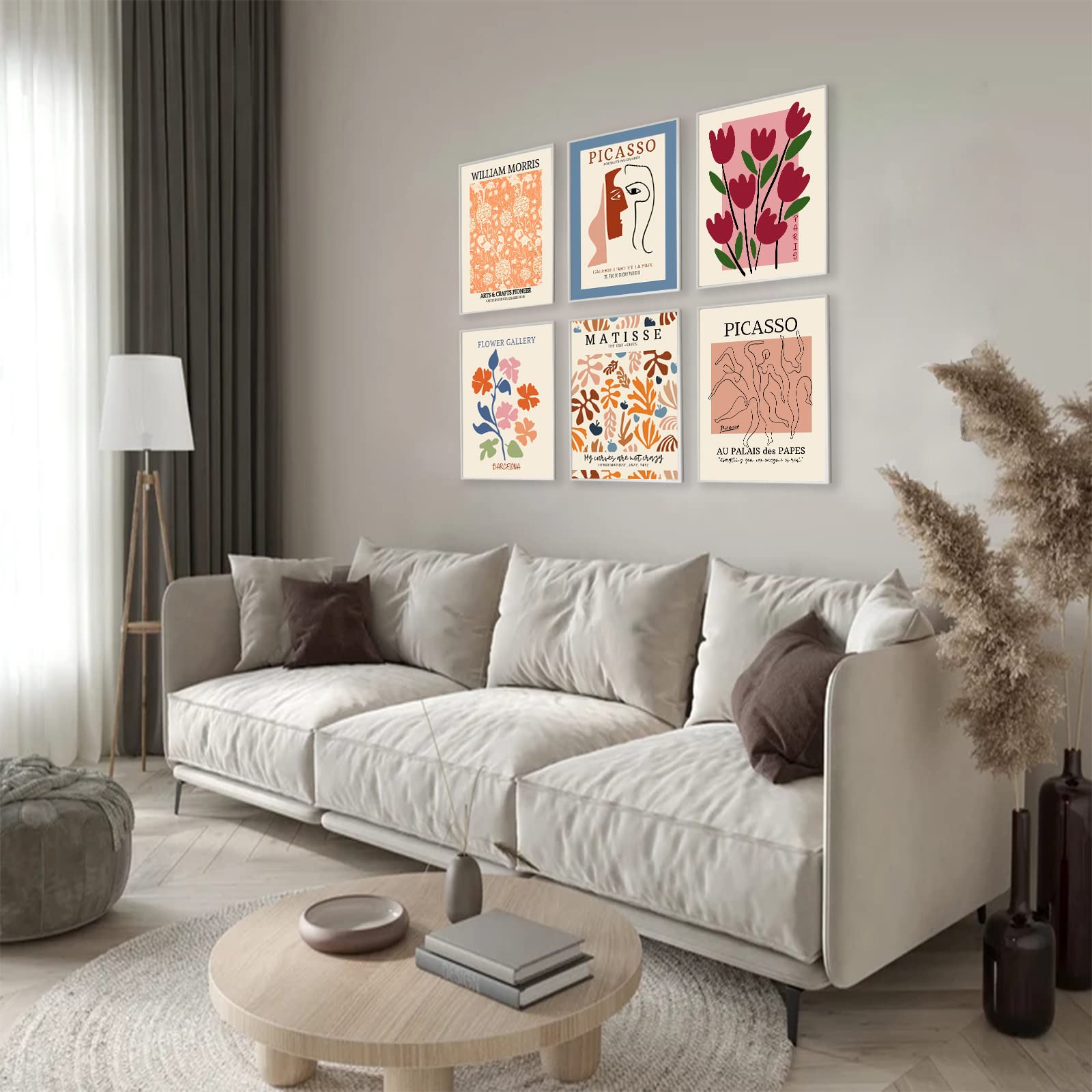Flower Market Posters Set Of 6, Abstract Flower Market Wall Art Prints Exhibition Poster Set, Vintage Matisse Print Picasso Prin