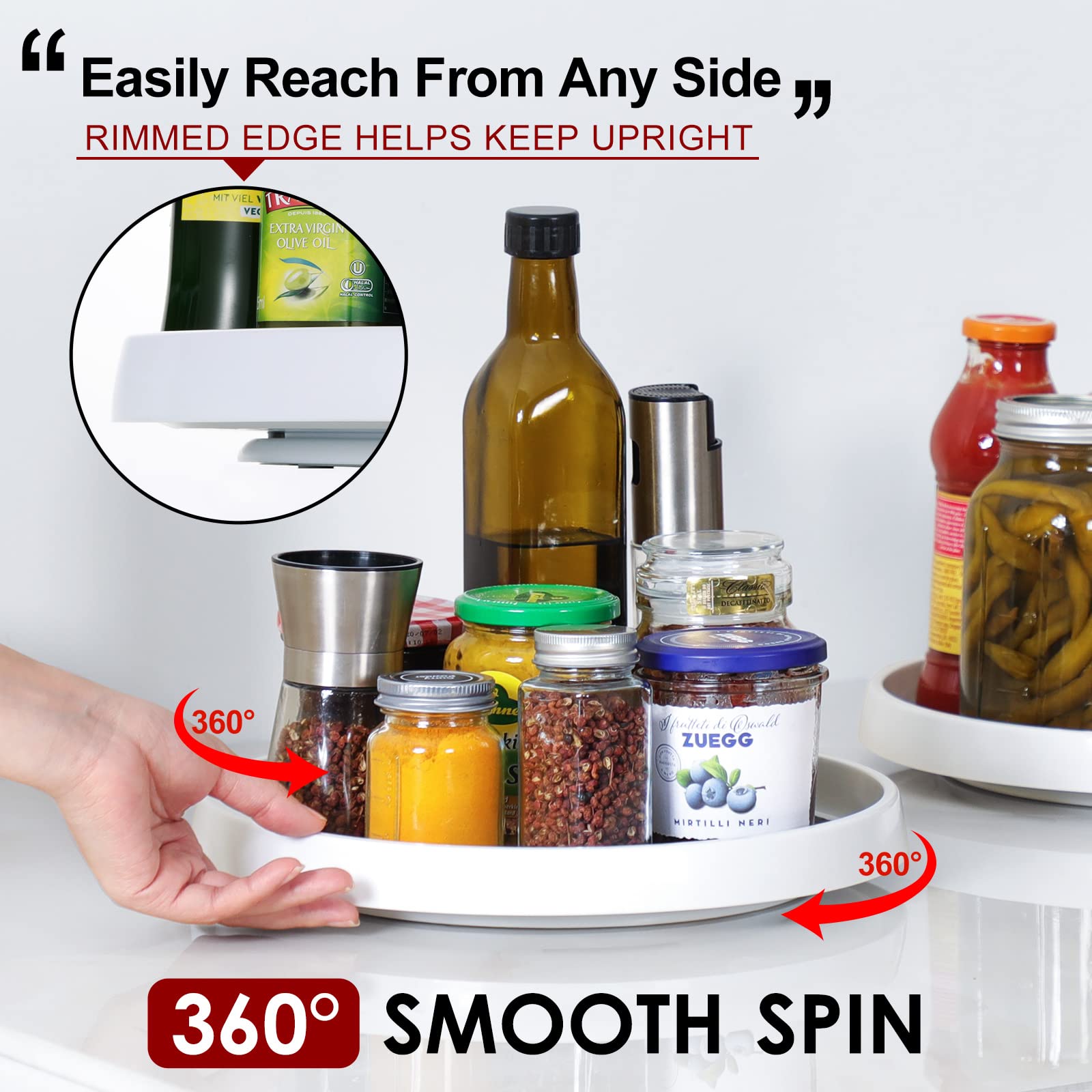 Set Of 4, 10 Inch Non-Skid Lazy Susan Organizers - Turntable Rack For Cabinet, Pantry Organization And Storage, Kitchen, Fridge,
