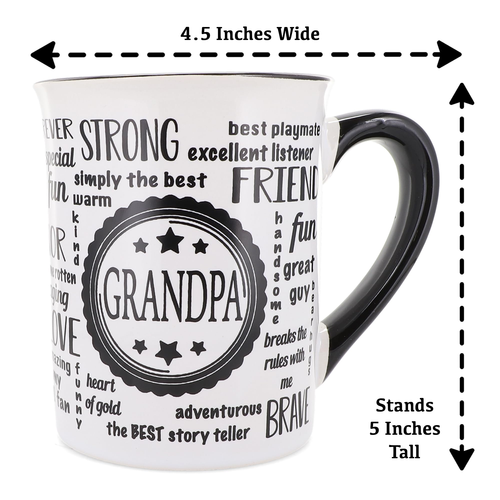 Cottage Creek Grandpa Mug, 16Oz Ceramic Gift Boxed Black And White Grandpa Coffee Cup, Grandpa Gifts For New Grandparents, Gifts