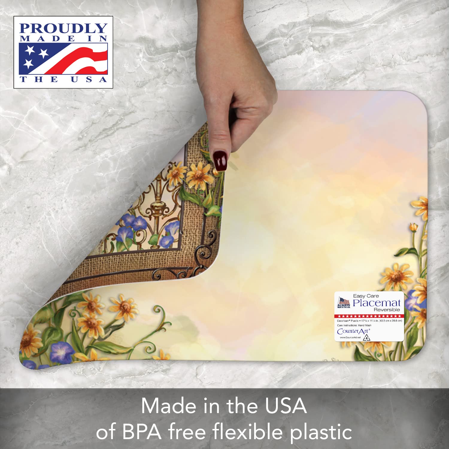 Counterart Country Charm Rooster 4 Pack Reversible Easy Care Flexible Plastic Placemats Made In The Usa Bpa Free Pvc Free Easily