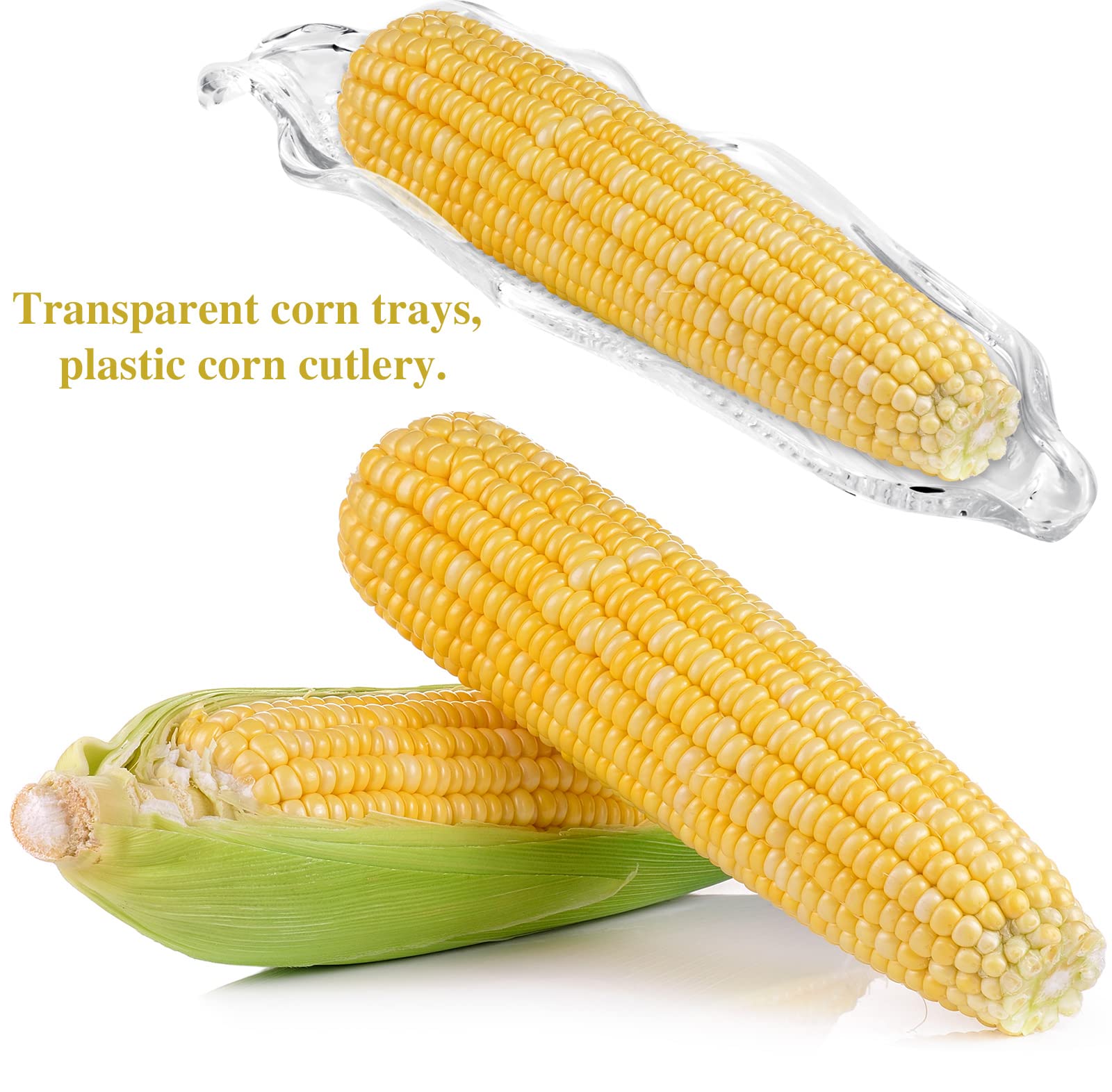 12 Pieces Corn Cob Holders And Dish Set Transparent Dish Stainless Steel Skewer Needle Bbq Tool And Plastic Corn Tray