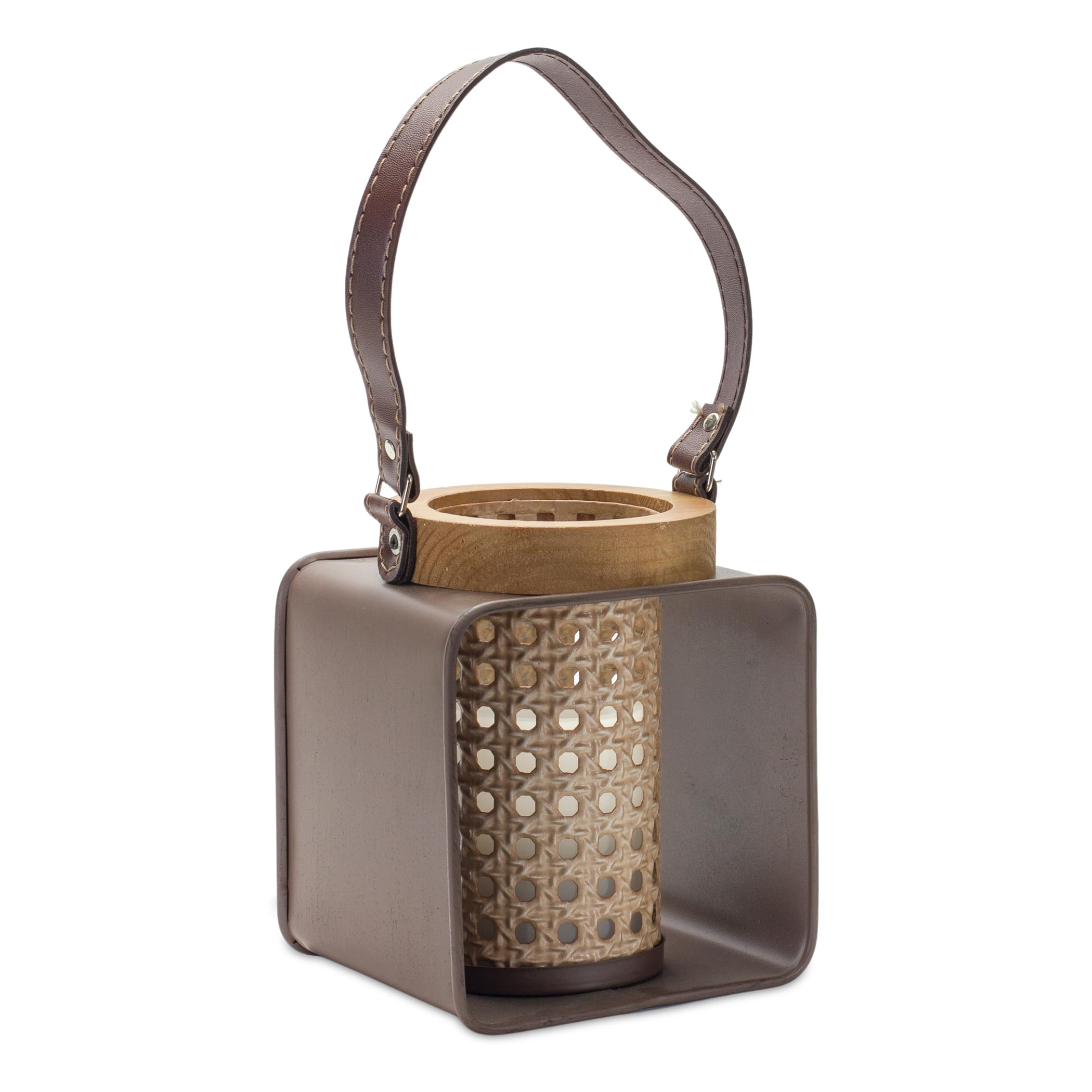 Melrose Iron and Wood Candle Holder with Brown Finish 85910DS