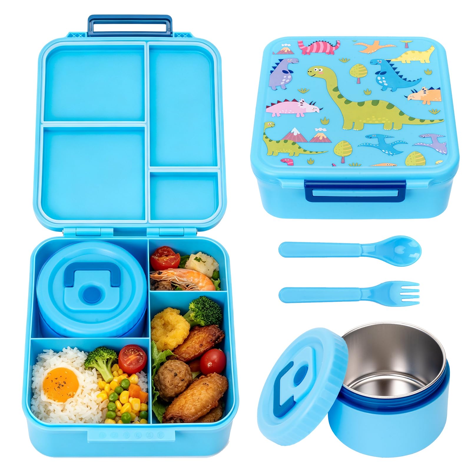 Kids Lunch Box with 12oz Insulated Food Jar, LeakProof Bento Box for Kids