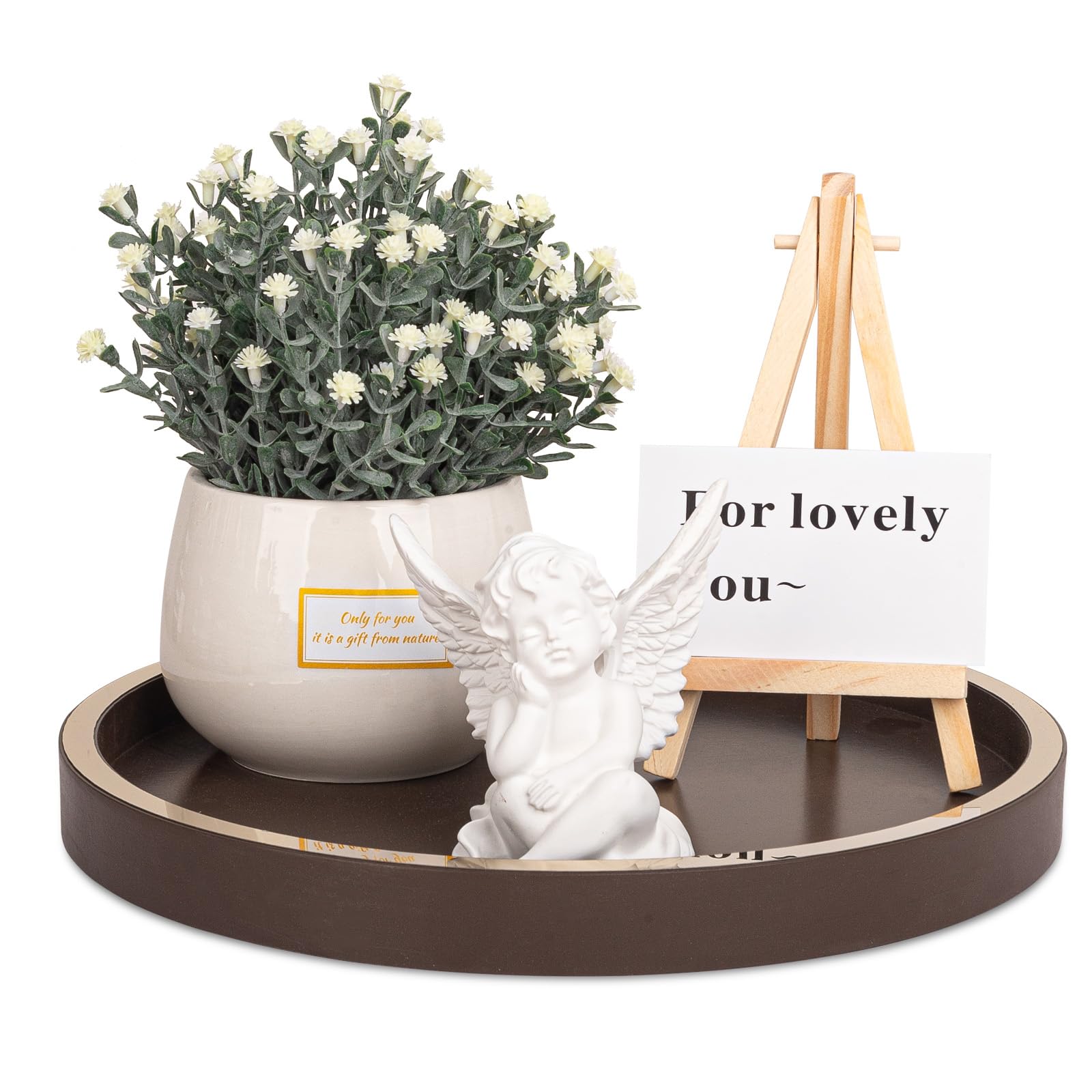 Bathroom Counter Tray Wooden Decorative Tray Round Perfume Tray Kitchen Soap Organizer Vanity Storage For Candle, Sink, Home Dec