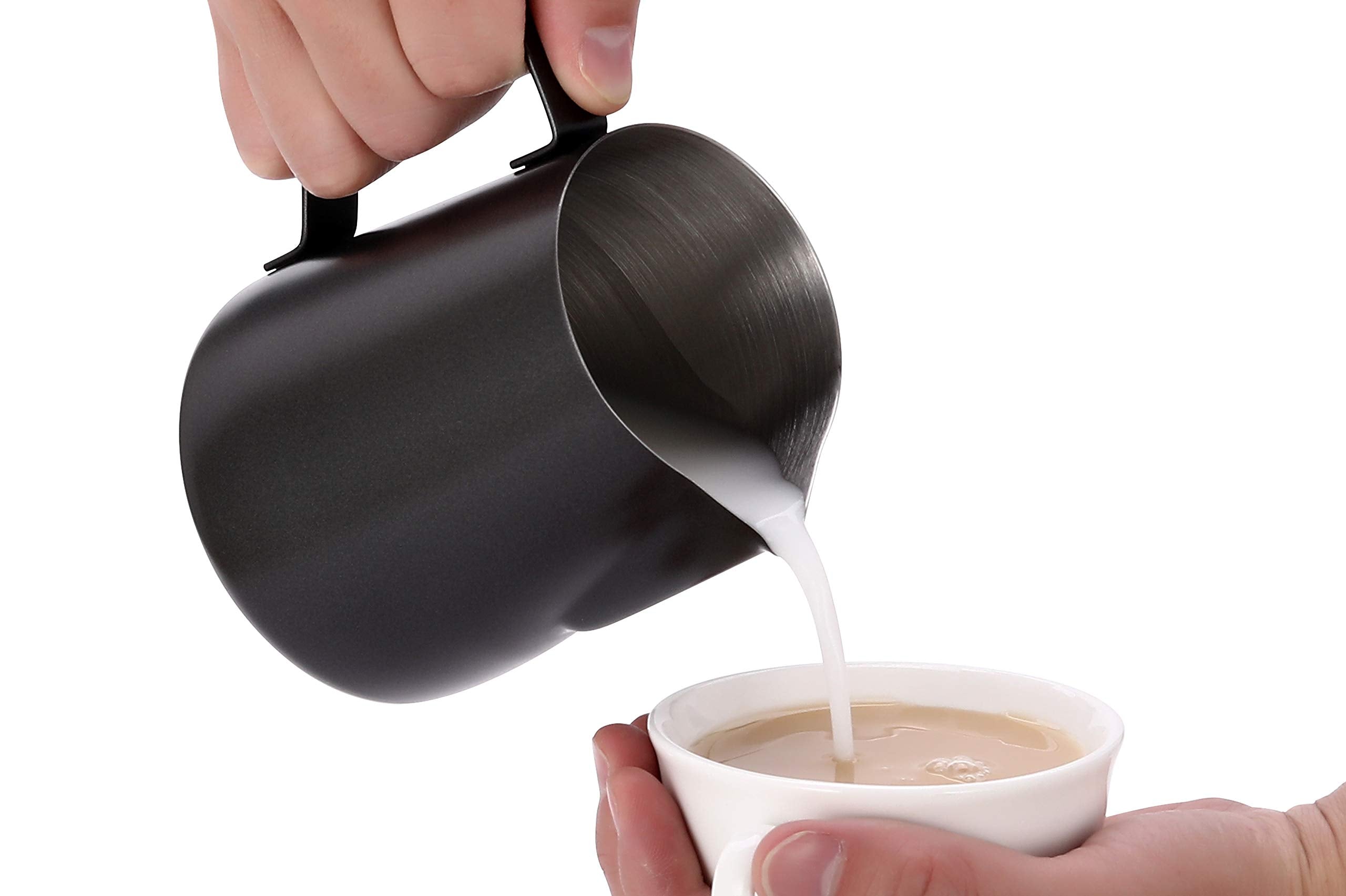 Apexstone 20 oz Black Espresso Steaming Pitcher  Espresso Milk Frothing Pitcher 20 oz Black  Coffee Milk Frothing Cup  Coffee Steaming Pitcher 20 oz/600 ml