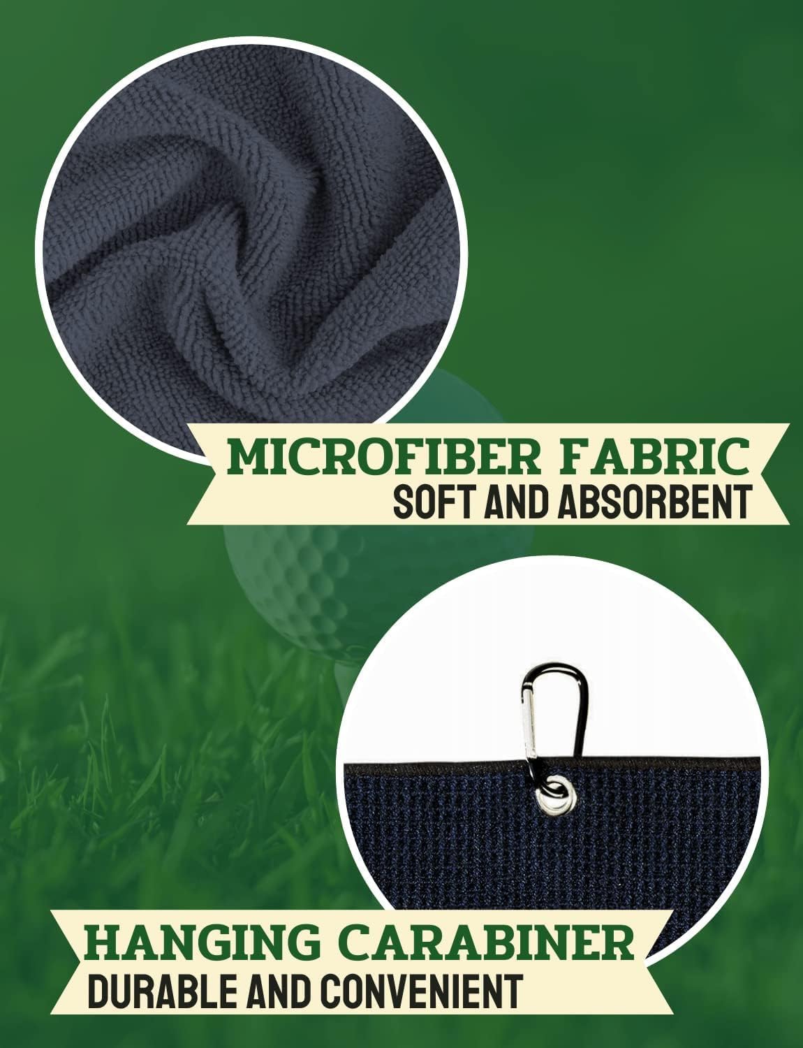 CybGene Golf Towel Gifts - Microfiber Golf Towels for Men and Women on Birthday, Christmas, 16 x 24 , Black, Initial I