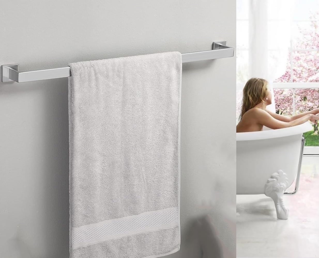 32 Inch Towel Bar 2 Pack For Bathrooms 12/16/24/28/32/36 Inch Stainless Steel 304 Brush Nickel Towel Holder Modern Square Towel