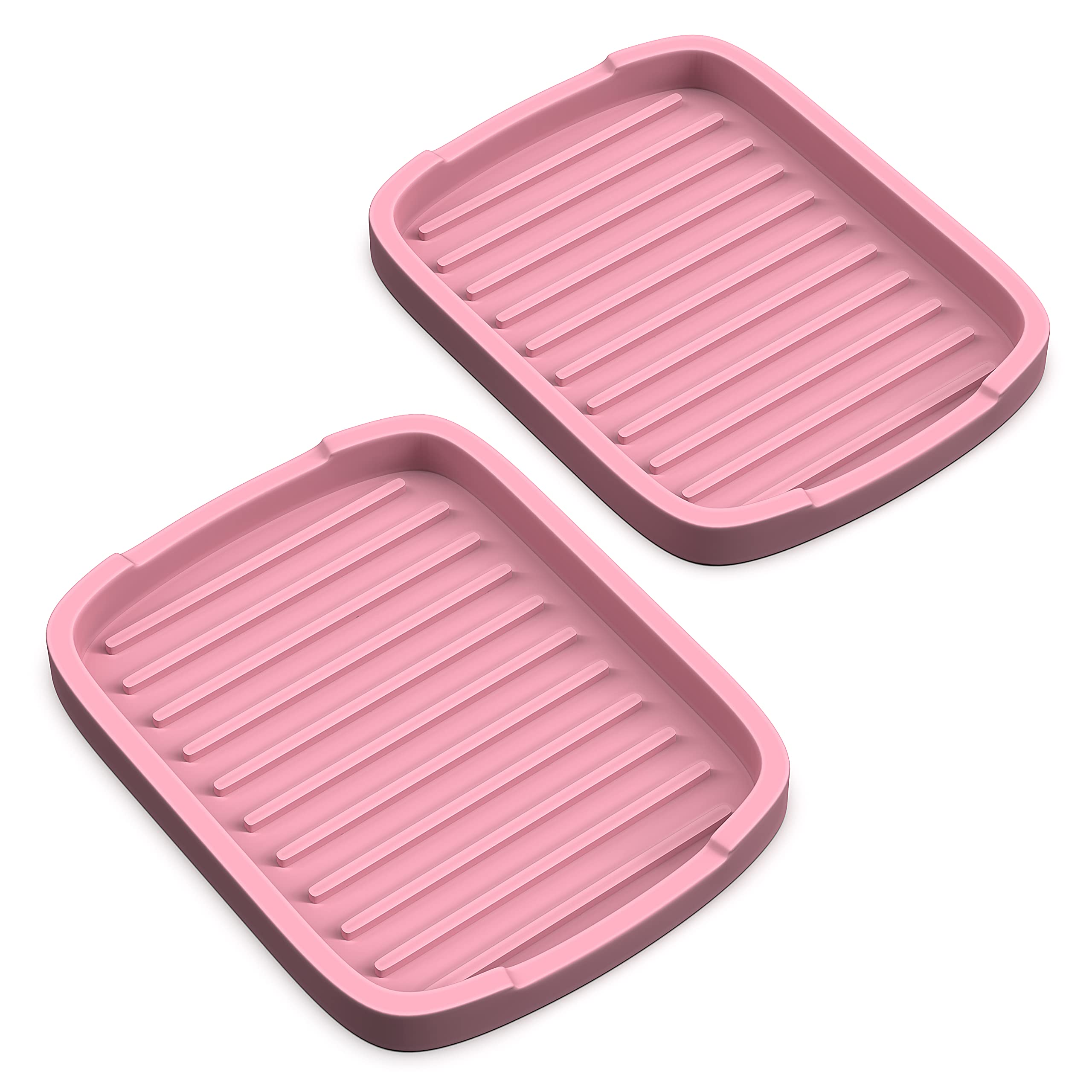 Zappoware Silicone Sponge Holder -Soap Tray - 5.9'' X 4.33'' Set -2Pcs (Pink)