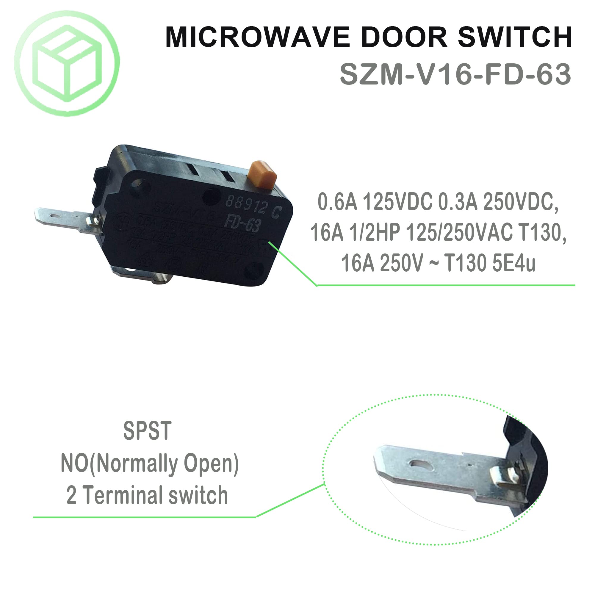 LONYE 3405-001034 Microwave Door Switch Replacement for Samsung LG GE Kenmore Microwave SZM-V16-FD-63 3405-000178 AP4044834 (Normally Open)(Pack of 2)