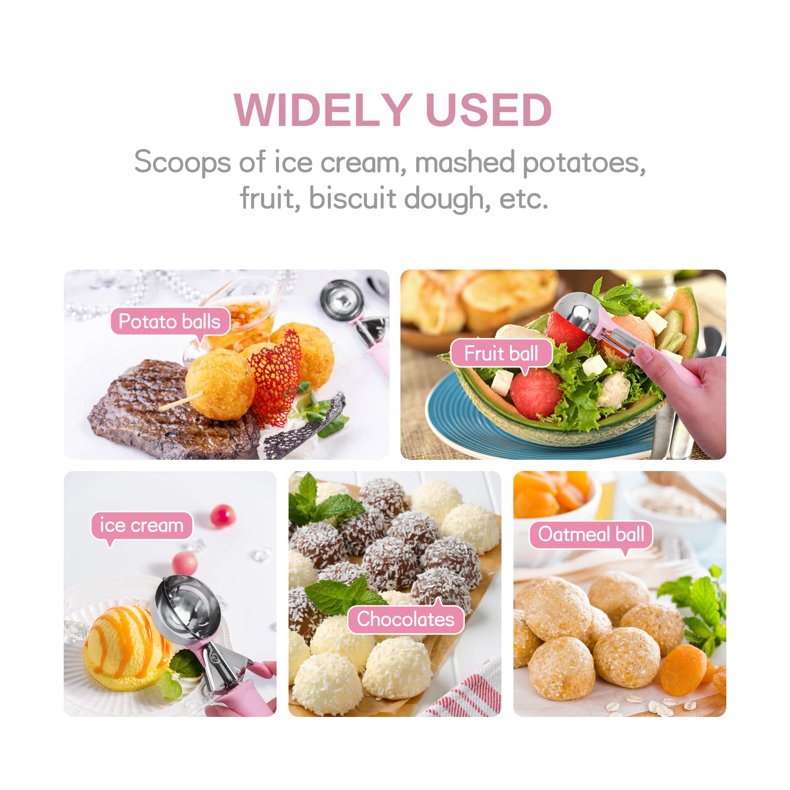 Ice Cream Scoop, Cookie Fruit Scoop With Comfort Grip Handle, Stainless Steel Ice Cream Scoop With Trigger Lever(8.46 Inch)
