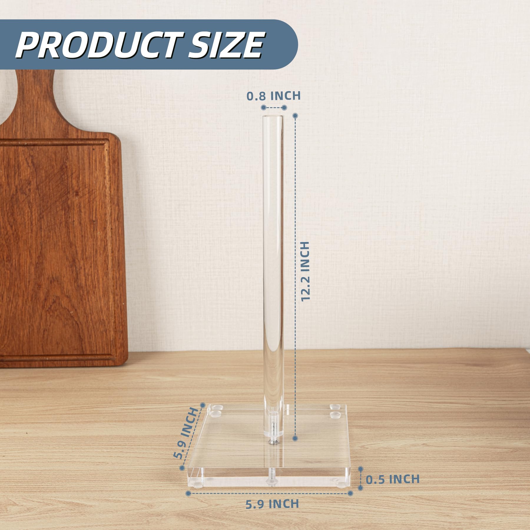 Antimbee Transparent Acrylic Paper Towel Stand Holder, Freestanding Tabletop Roll Paper Tower Holder, Countertop Paper Towel Dis
