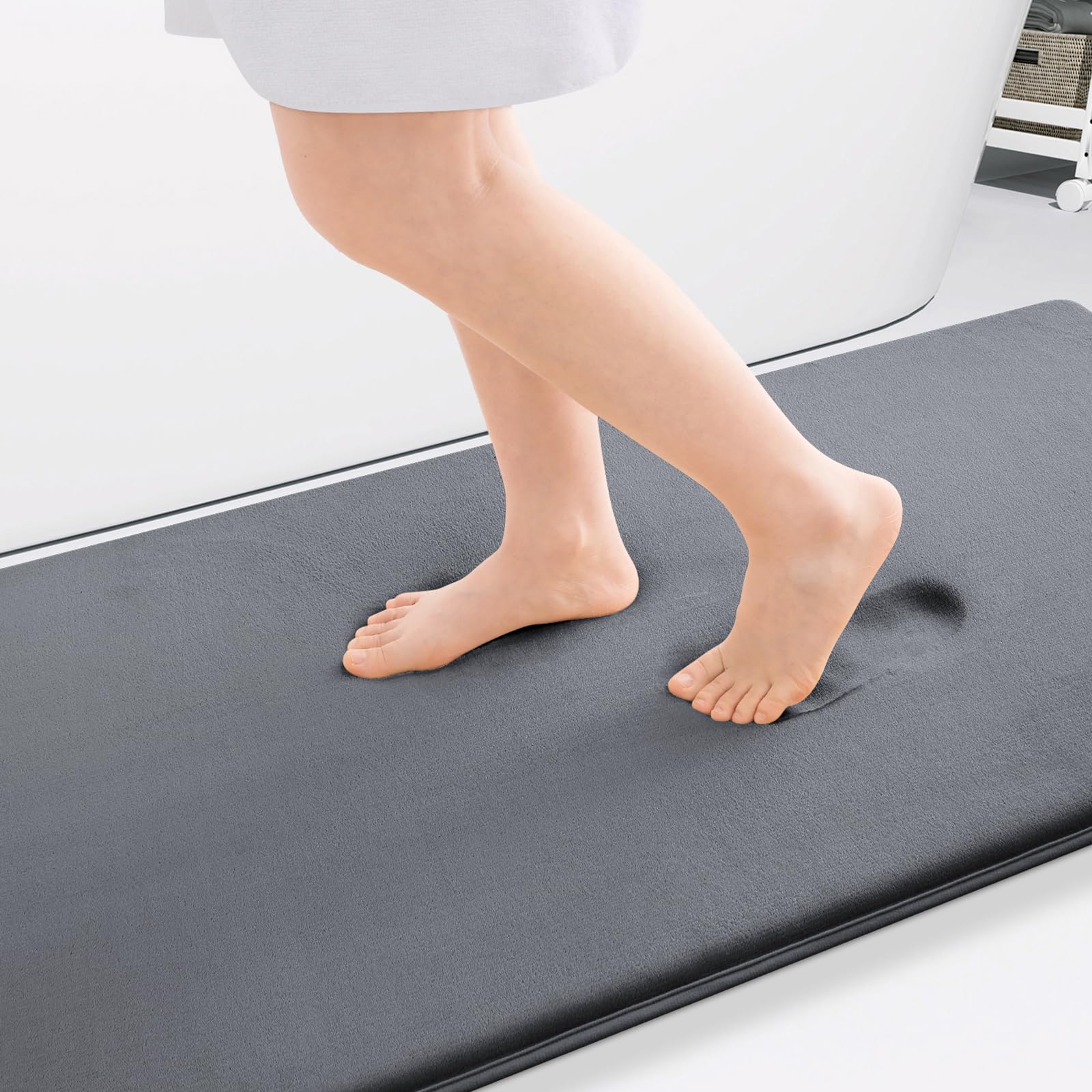 Smiry Memory Foam Bath Mat 47 x 32, Extra Soft Absorbent Bathroom Rugs Non Slip Bath Rug Runner for Shower Bathroom Floors, 
