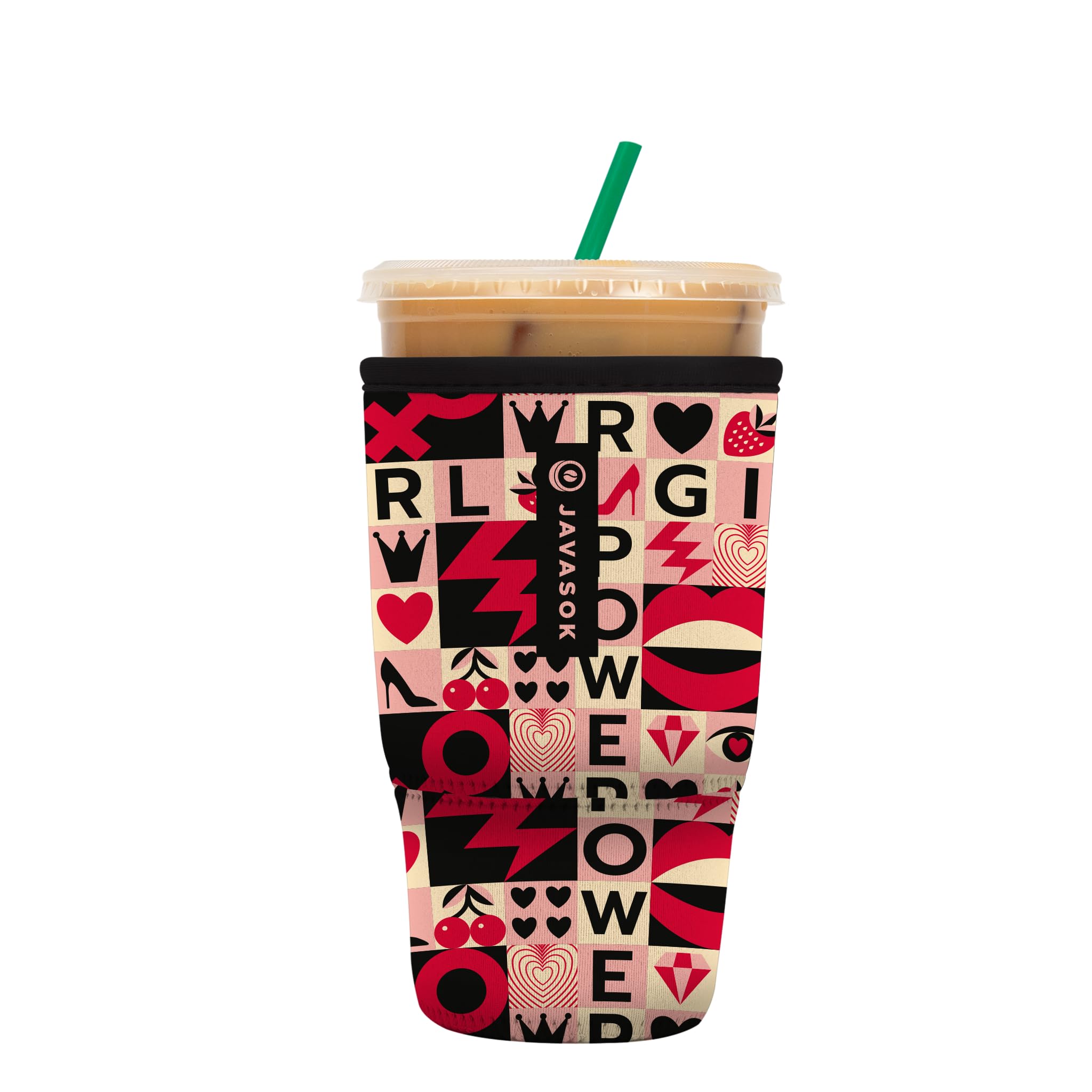 Sok It Java Sok Iced Coffee & Cold Soda Insulated Neoprene Cup Sleeve (Girl Power, Large: 30-32oz)