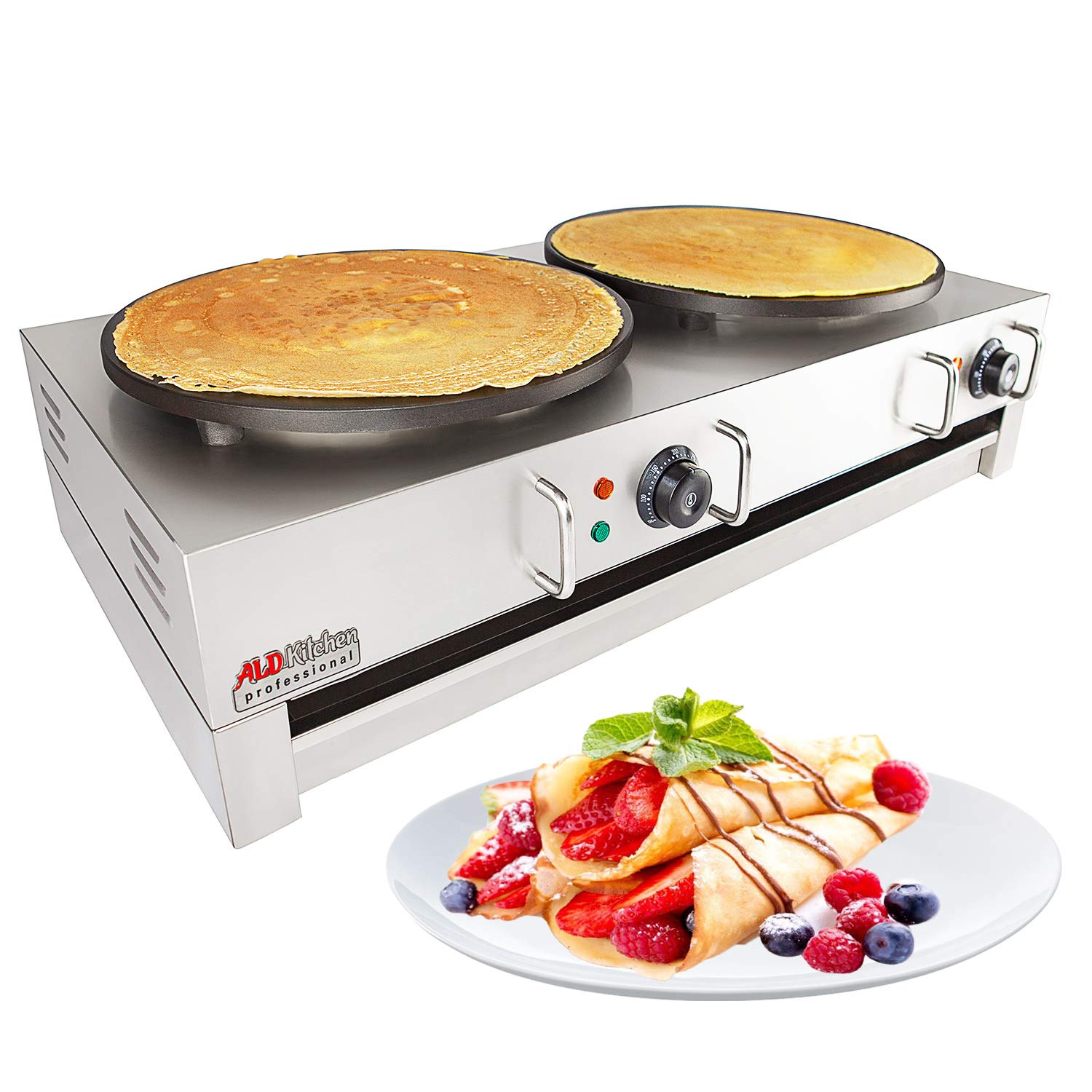 Aldkitchen Pancake Maker | 16'' Plate | Electric Crepe Maker | 110V (Double)
