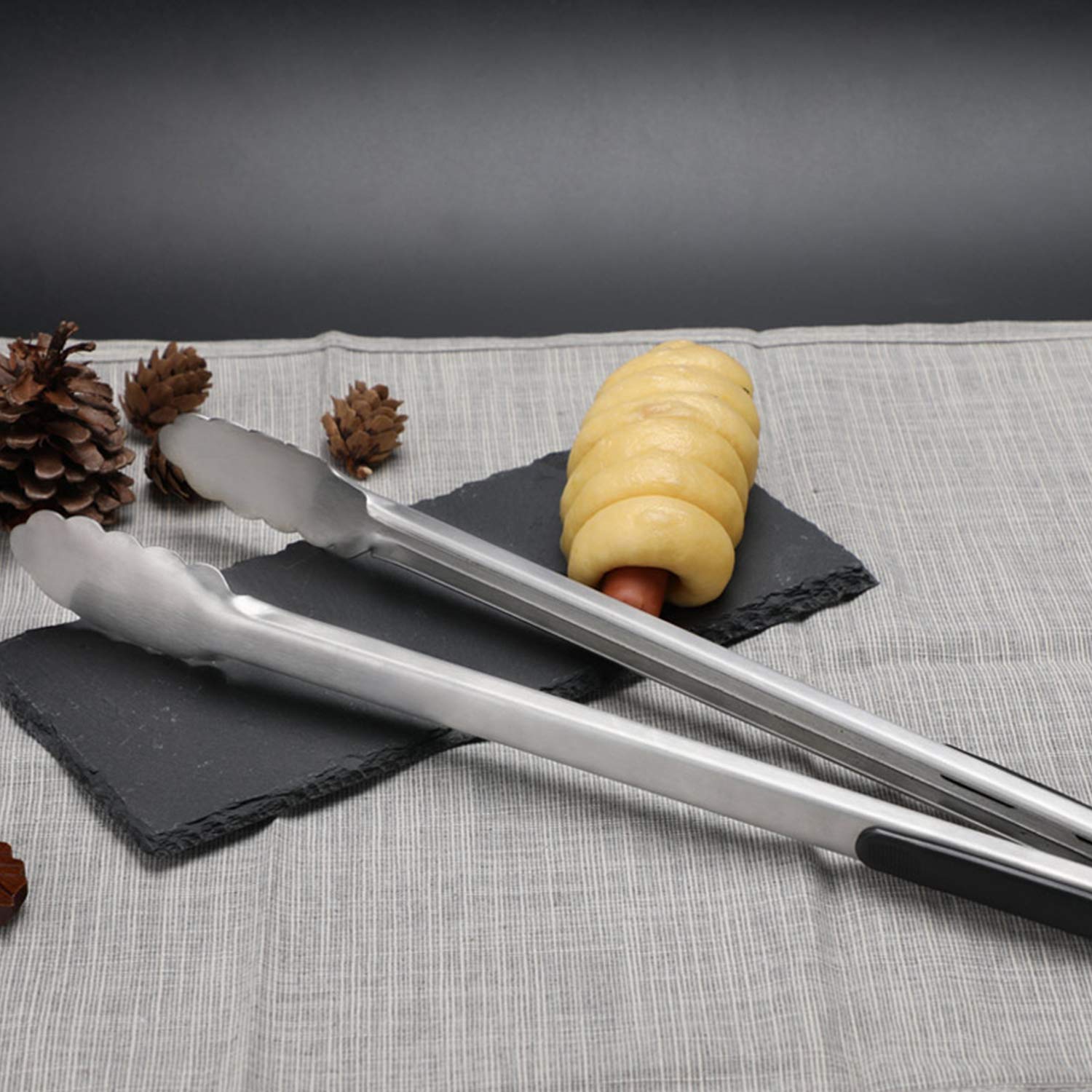 Bbq Tongs, Aoosy 16 Inch Grill Tongs For Cooking Bbq Extra Long Wide Scalloped Gripping Edge Kitchen Tongs, Set Of 2