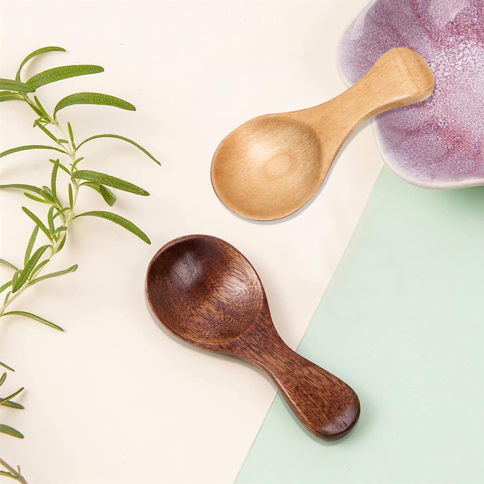 12 Pieces Small Wooden Spoon, Sourceton 3.35 Inches Salt Spoon Honey Coffee Tea Sugar Salt Jam Mustard Ice Cream Milk Powder Spo