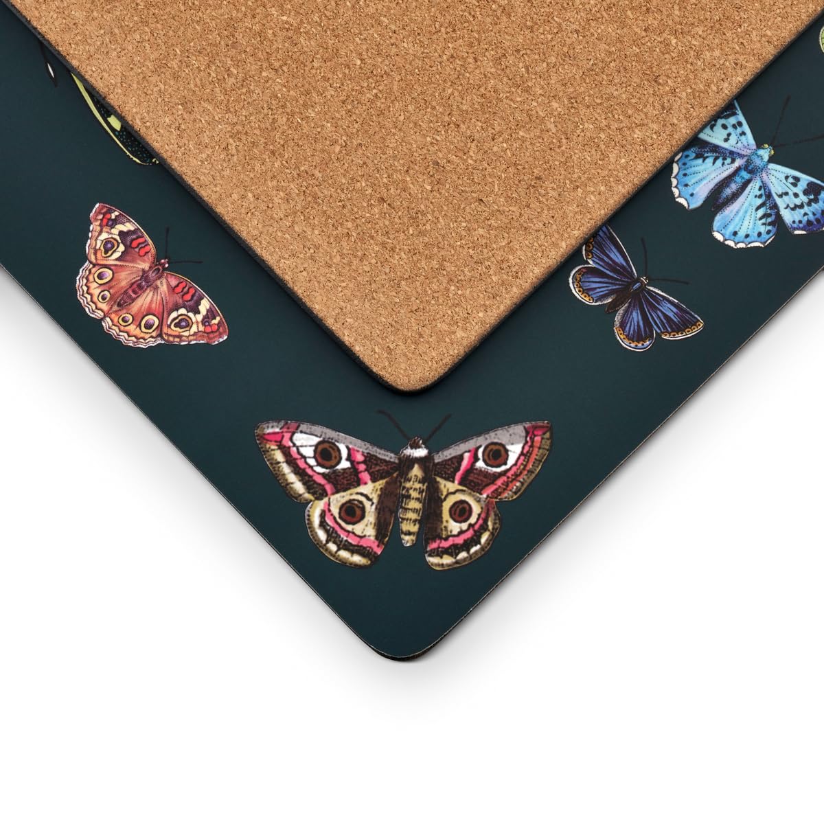 Portmeirion Botanic Garden Harmony Placemats Set of 4, Cork, Stain & Heat Resistant, 15.7" x 11.7", Multicolored Dining Decor
