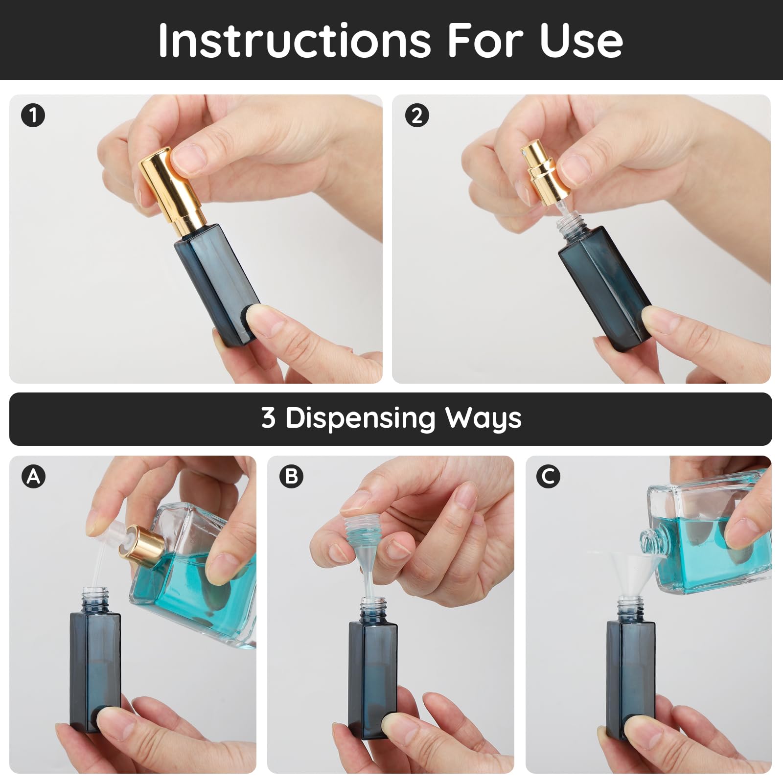 Segbeauty Mini Perfume Atomizer, 5 Set Of 10Ml Perfume Travel Refillable, Glass Perfume Dispenser Empty Pump Bottle Small Portab