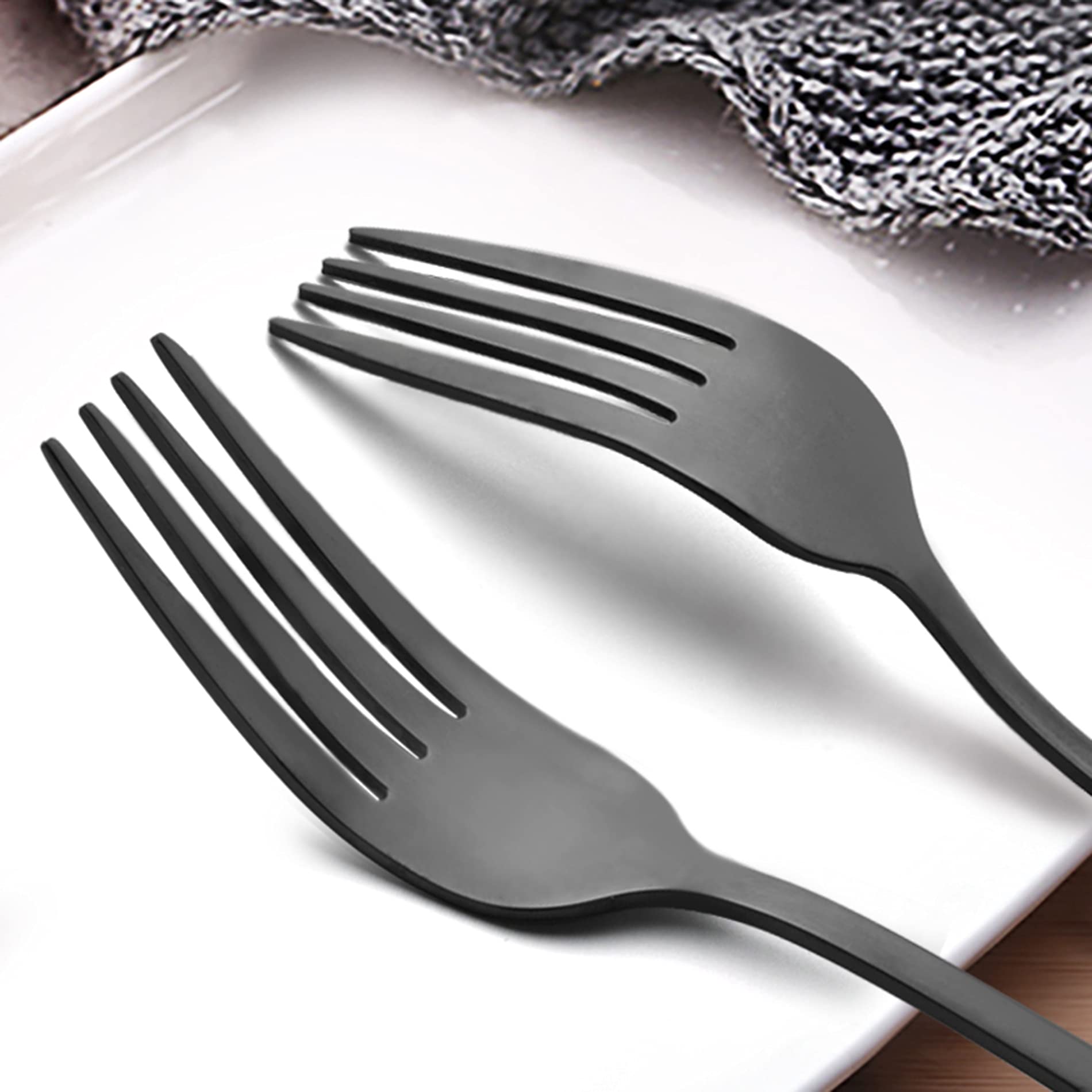 Lianyu Black Salad Forks Set Of 12, Stainless Steel Silverware Flatware Forks, Appetizer Dessert Forks For Home Restaurant Weddi