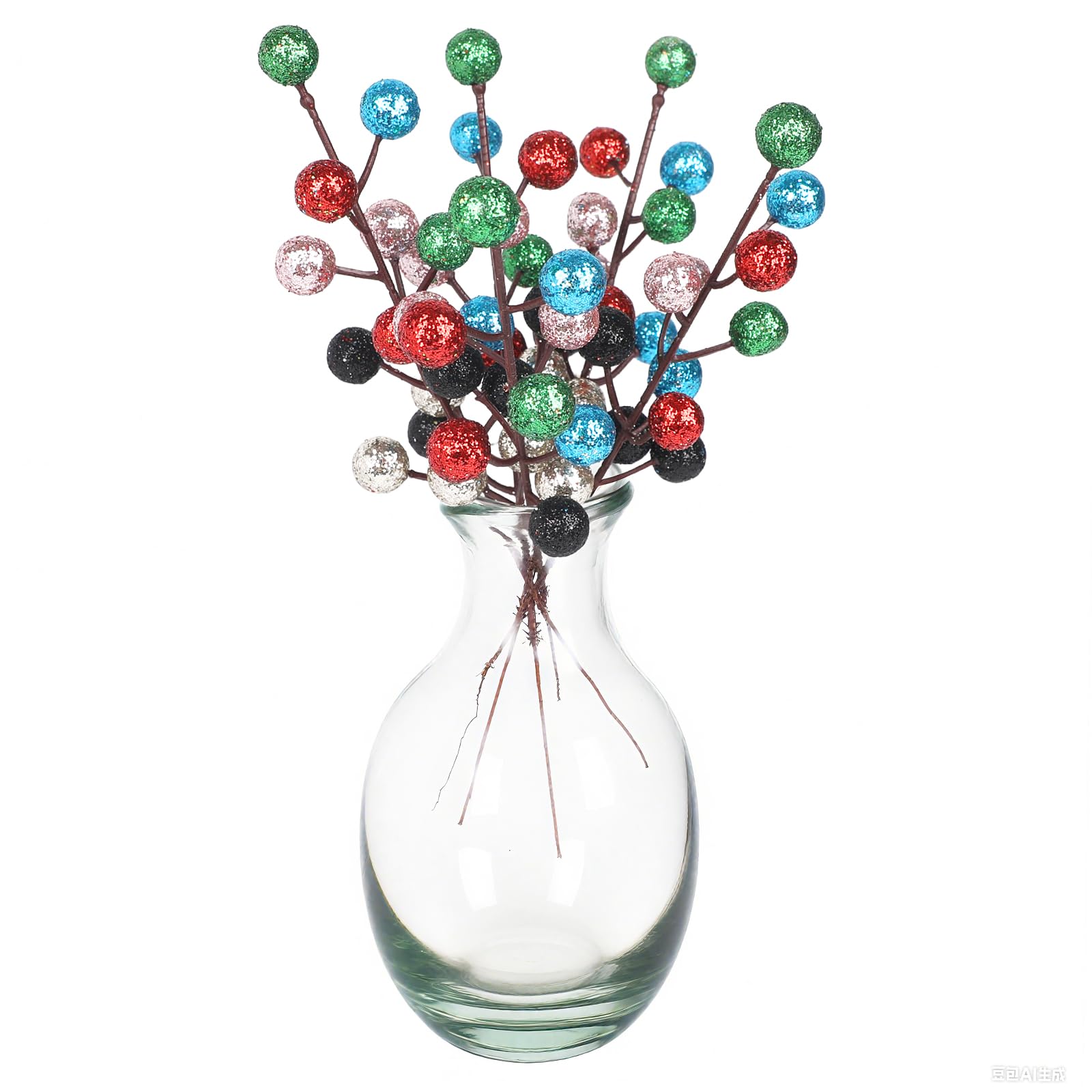 DIYASY Artificial Berry Stems, 20 Pcs Berry Stems Artificial Branches Xmas Tree Filler Holiday Wreath Garland Decorations Home D