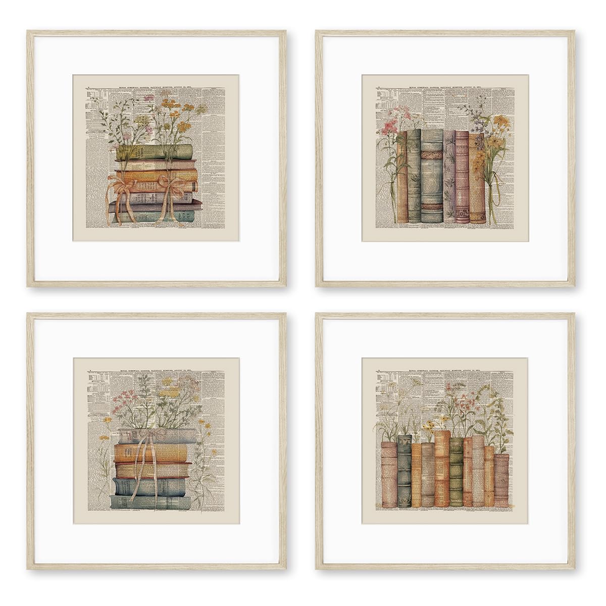 Plkmn Vintage Book Reading Posters For Library 10X10, Book Club Decorations, Library Decor, Retro Vintage Book Wall Art For Read