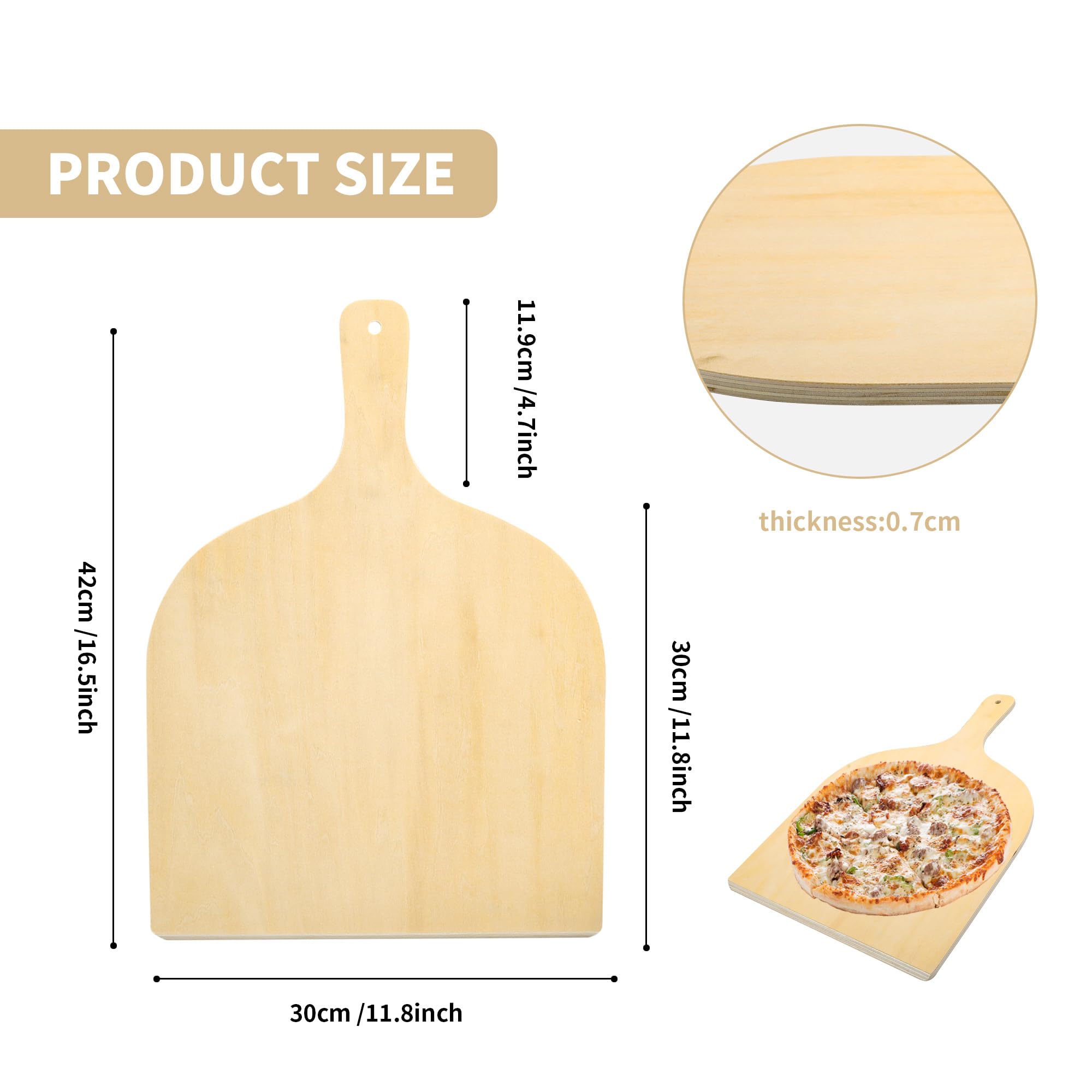 Kejjnyer 5 Pack Wood Pizza Peel, 12 X 16 Inch Wooden Pizza Paddle Large Natural Pizza Spatula Paddle With Handle For Baking Pizz