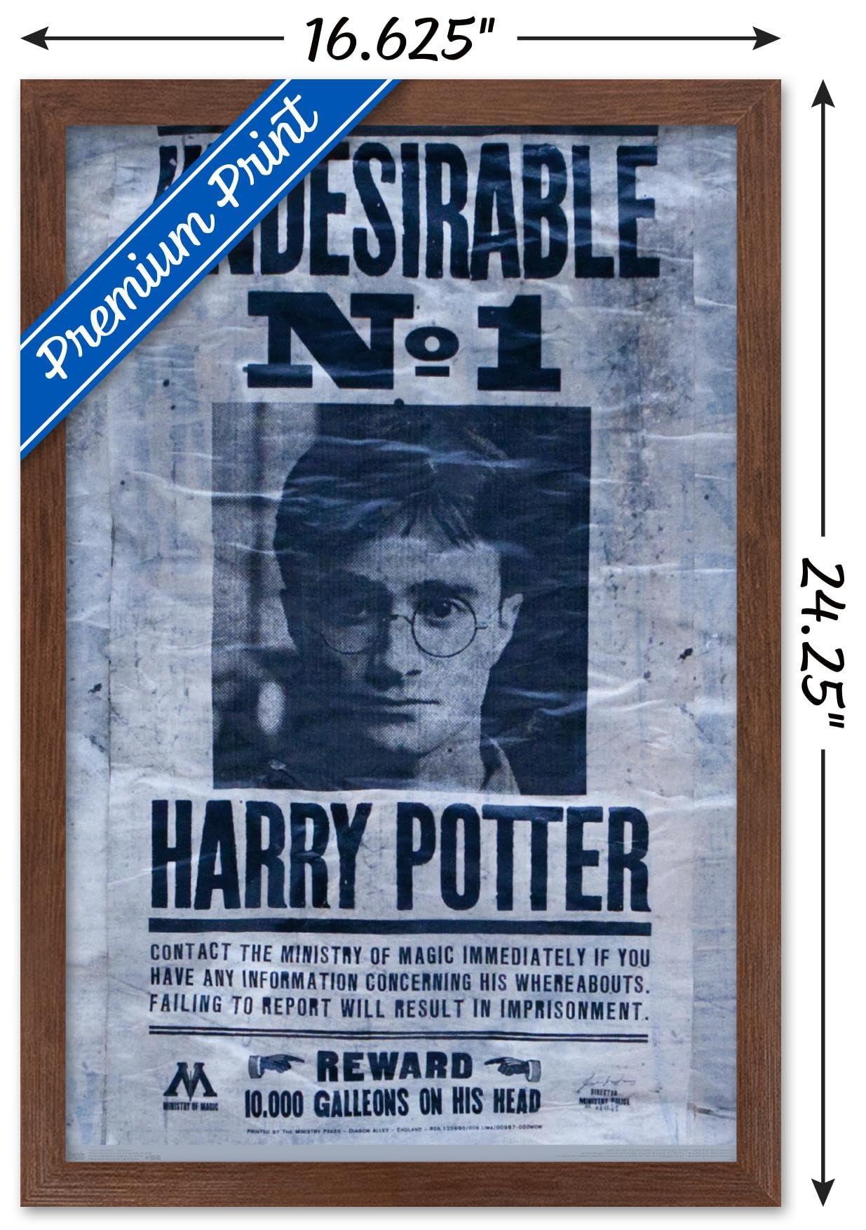 Trends International The Wizarding World: Harry Potter - Undesirable Wall Poster, 14.725'' X 22.375'', Mahogany Framed Version