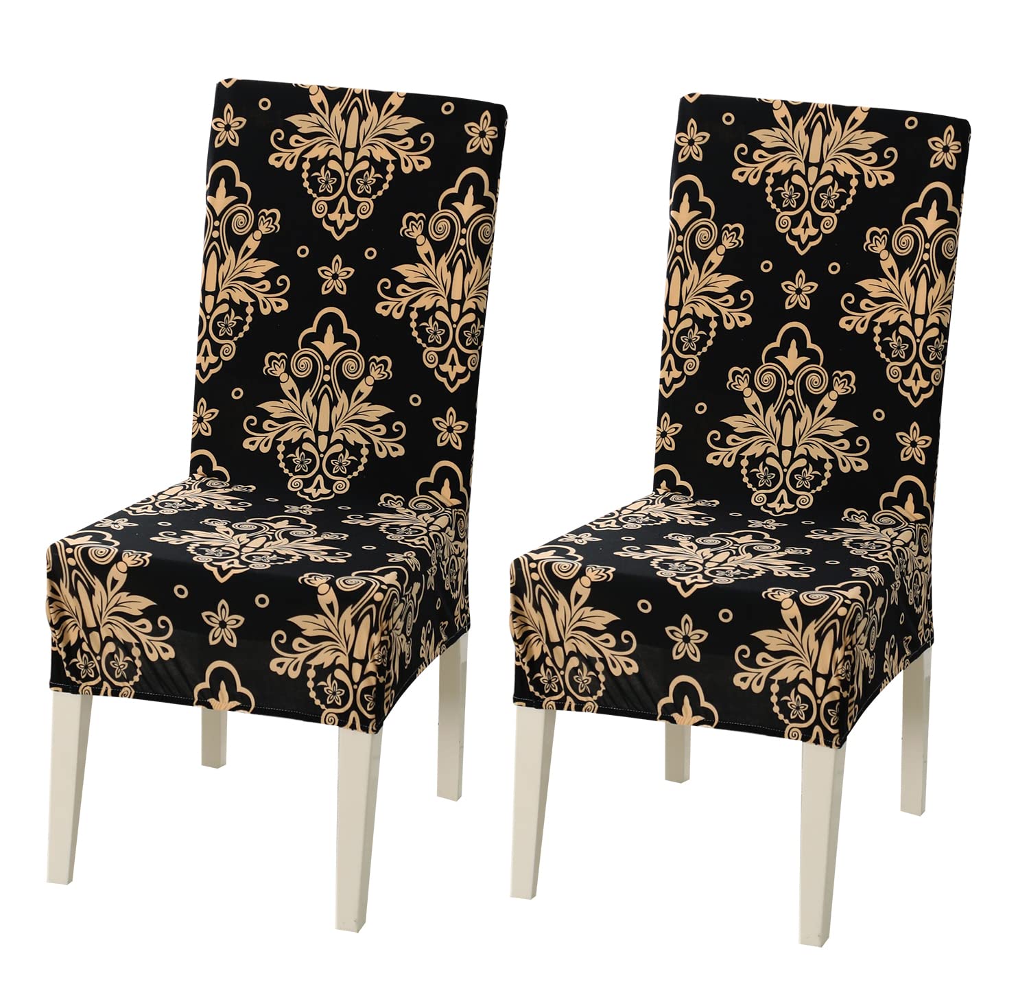 House Of Quirk Elastic Chair Cover Stretch Removable Washable Short Dining Chair Cover Protector Seat Slipcover (Pack 2, Cambric