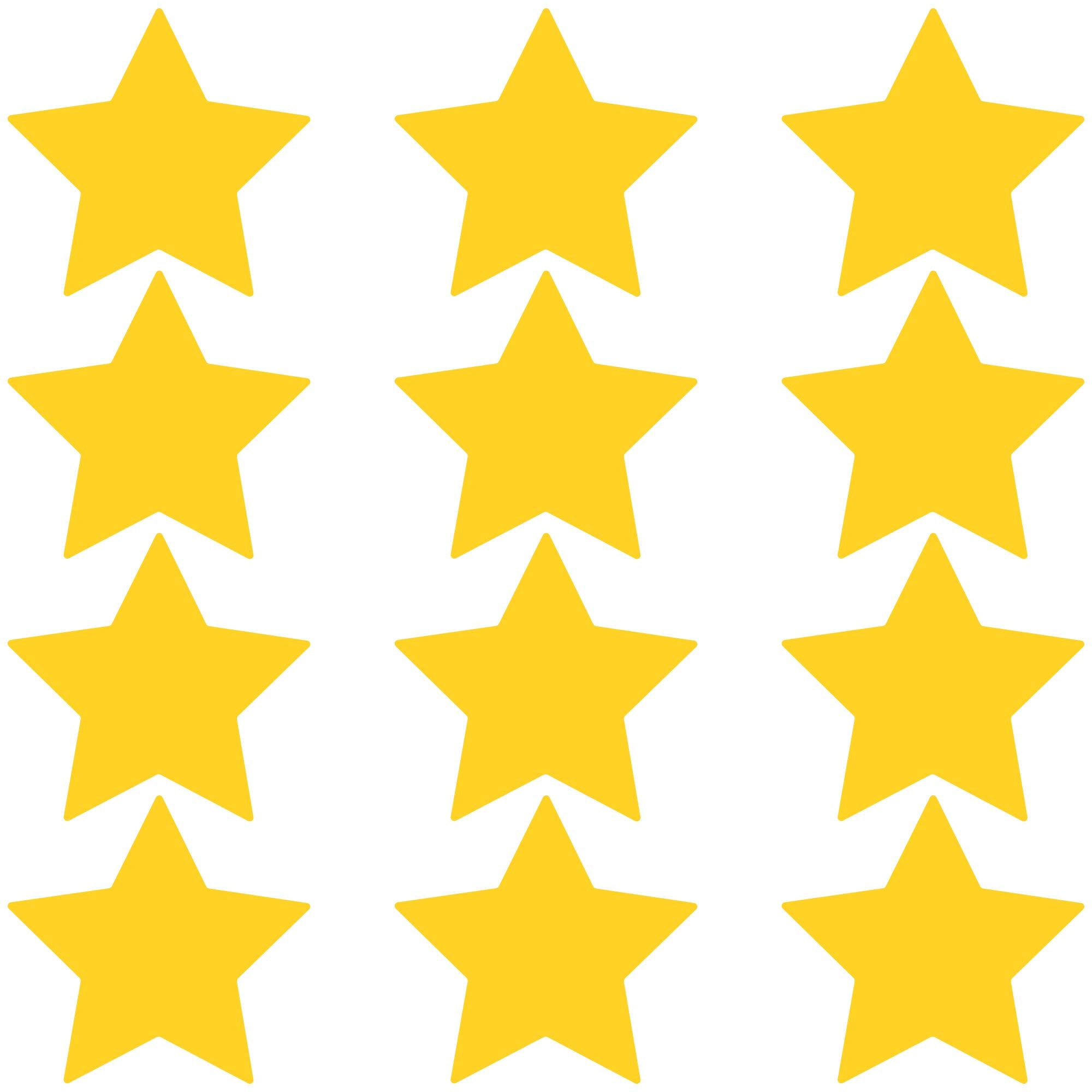 LiteMark Removable Matte Finish Yellow 4 Inch Star Decal Stickers, for Floors, Walls, Laptops, and Smooth Surfaces, (Pack of 12 