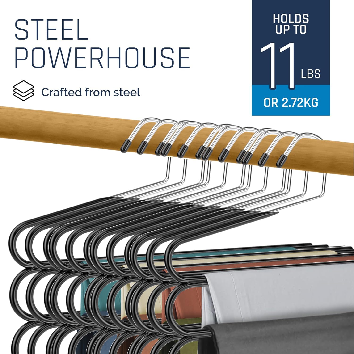 Multi Pants Hangers Space Saving- 4 Tier Space Saving Hangers- Metal Hangers For Pants And Skirt Hangers- Non Slip Hangers For P