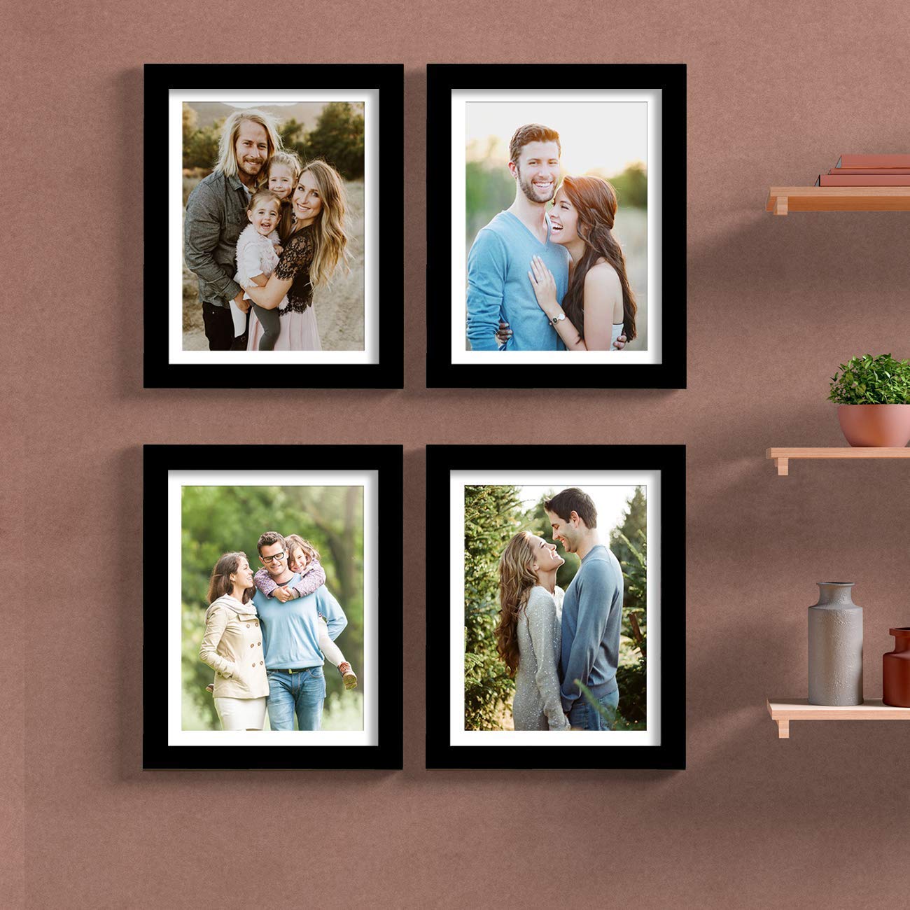 Art Street Set Of 4 Individual Couple Photo Frame/Wall Hanging For Home Dcor - Black - Size (8X10)