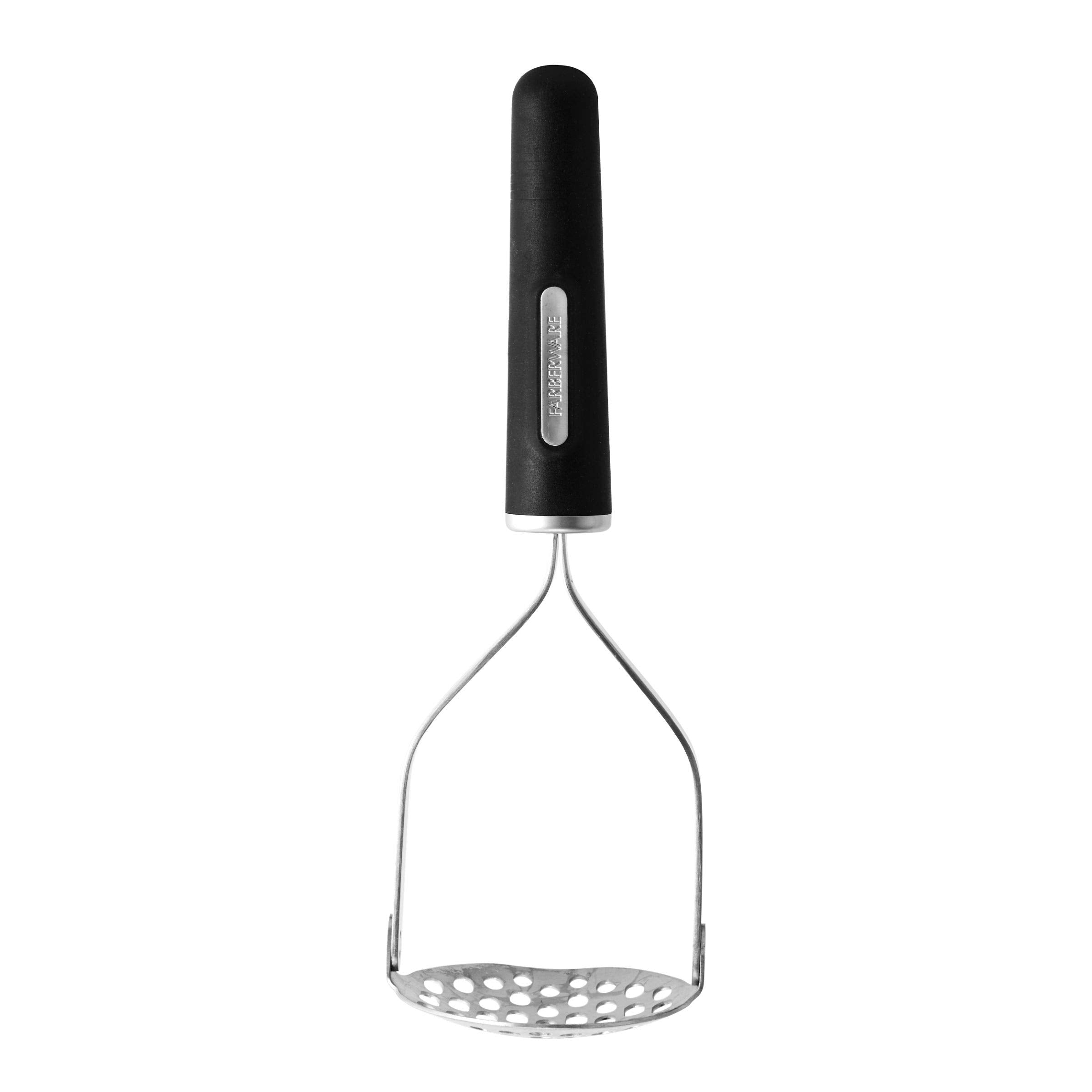 Farberware Professional Soft Handled Potato Masher Heavy-Duty Concave Head With Flat Tip For Easy Resting Stainless Steel , 10-I