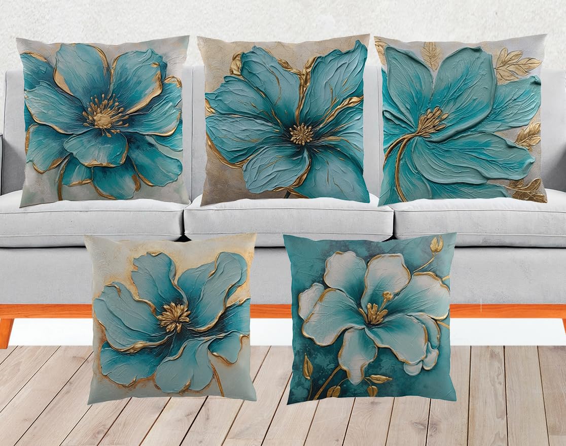 Scpmarts Flower Printed Cushion Cover Home Decorative Pillow For Sofa Soft Solid Square Throw Pillow Cushion Covers Satin Set Of