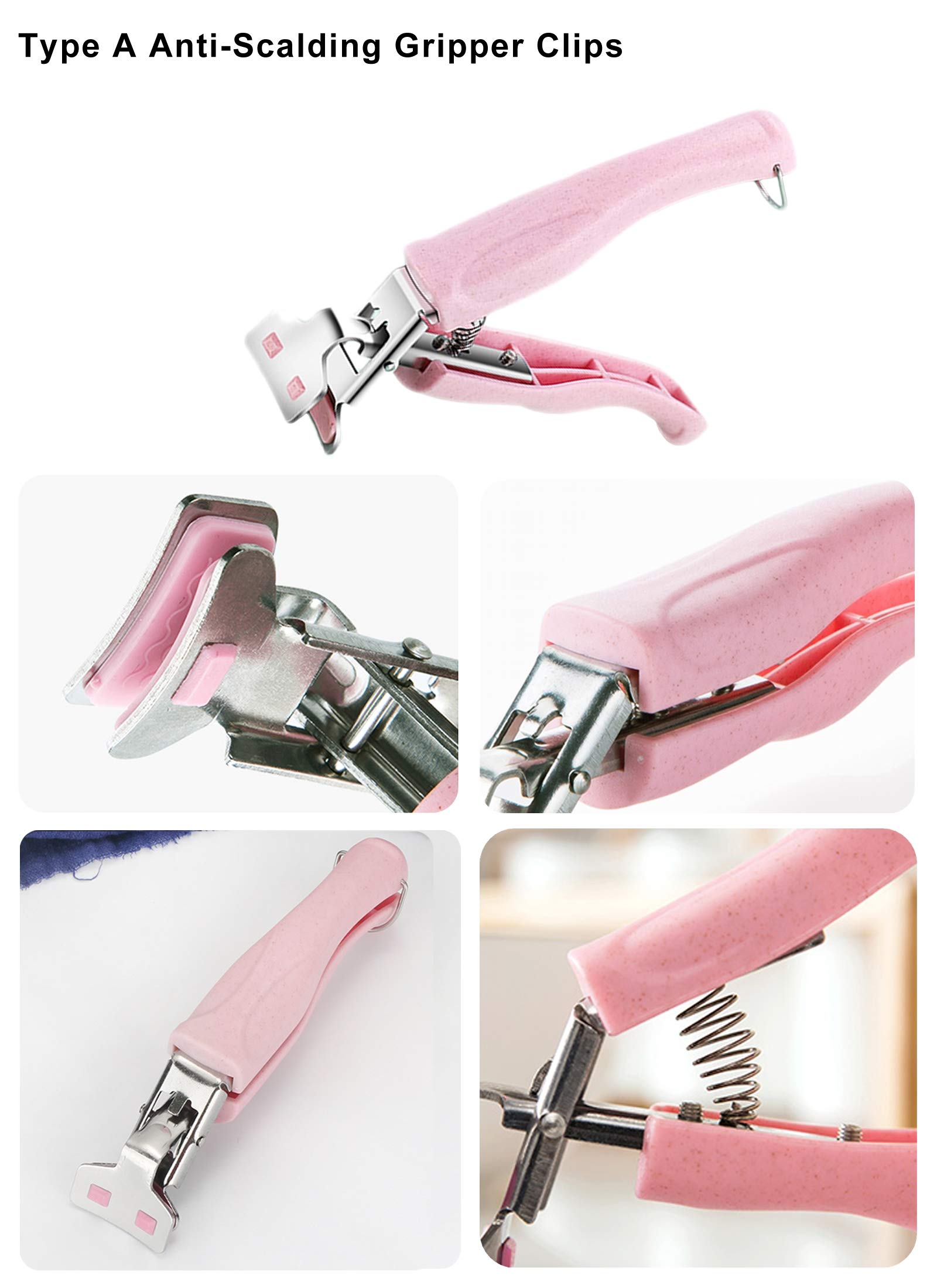 SPTECHMAKE Stainless Steel Anti-Scalding Gripper Tongs, 2-Pack, Green & Pink, Model SPTECH-COOKTO-2A, Ideal for Hot Plates & Bowls