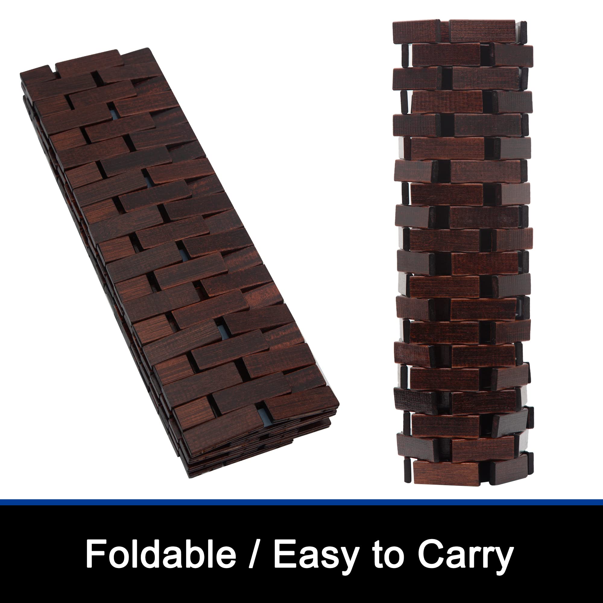 Fovlaurs Bamboo Bath Mat Bathroom Runner Long Large Rugs Floor Wood Shower Bathtub Waterproof Non Slip Accessories 16X48 Inch Ea