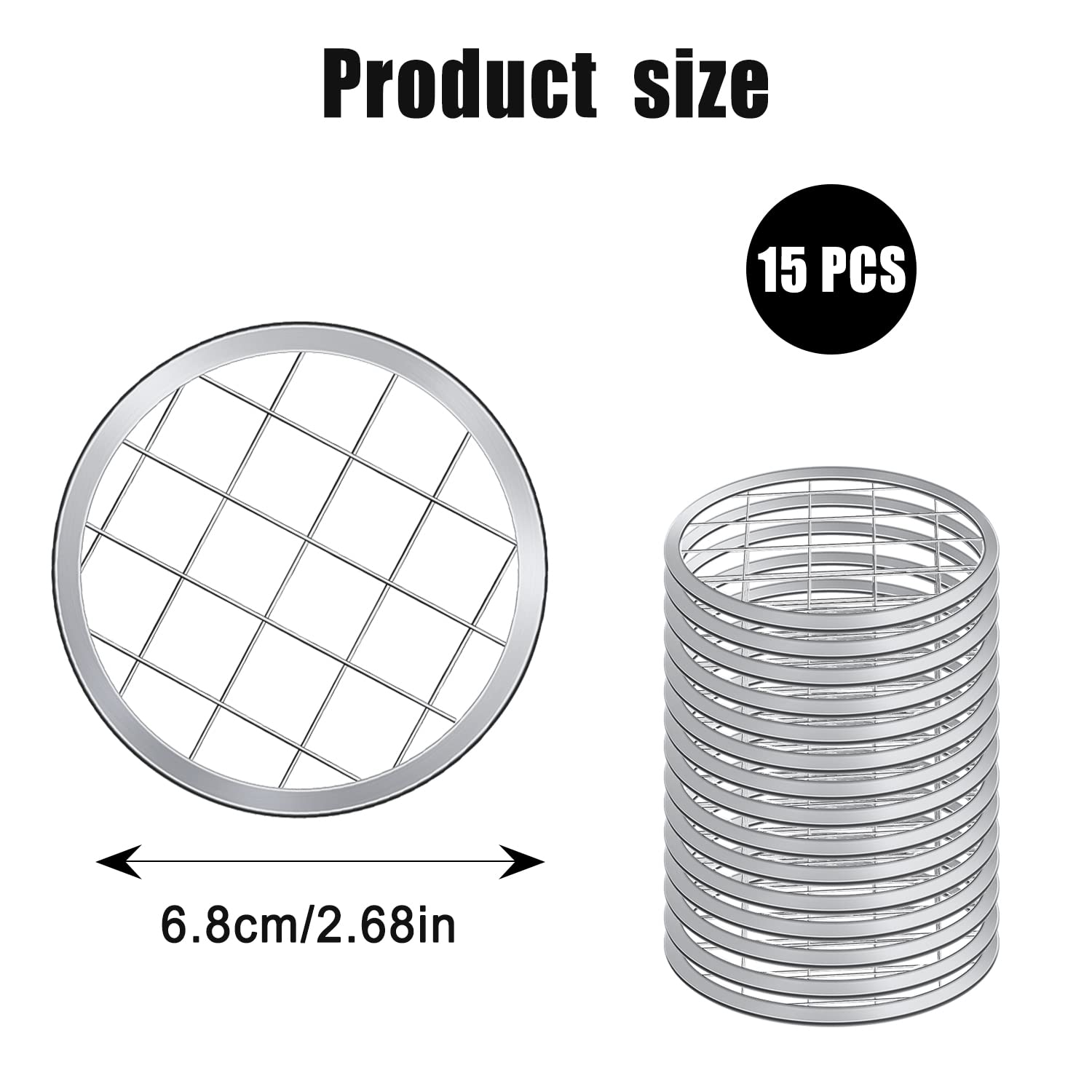 15Pcs Mason Flower Jar Insert Lid, Reusable Frog Lids With Square Grids Metal Flower Lid Insert Flower Organizer Lid For Regular