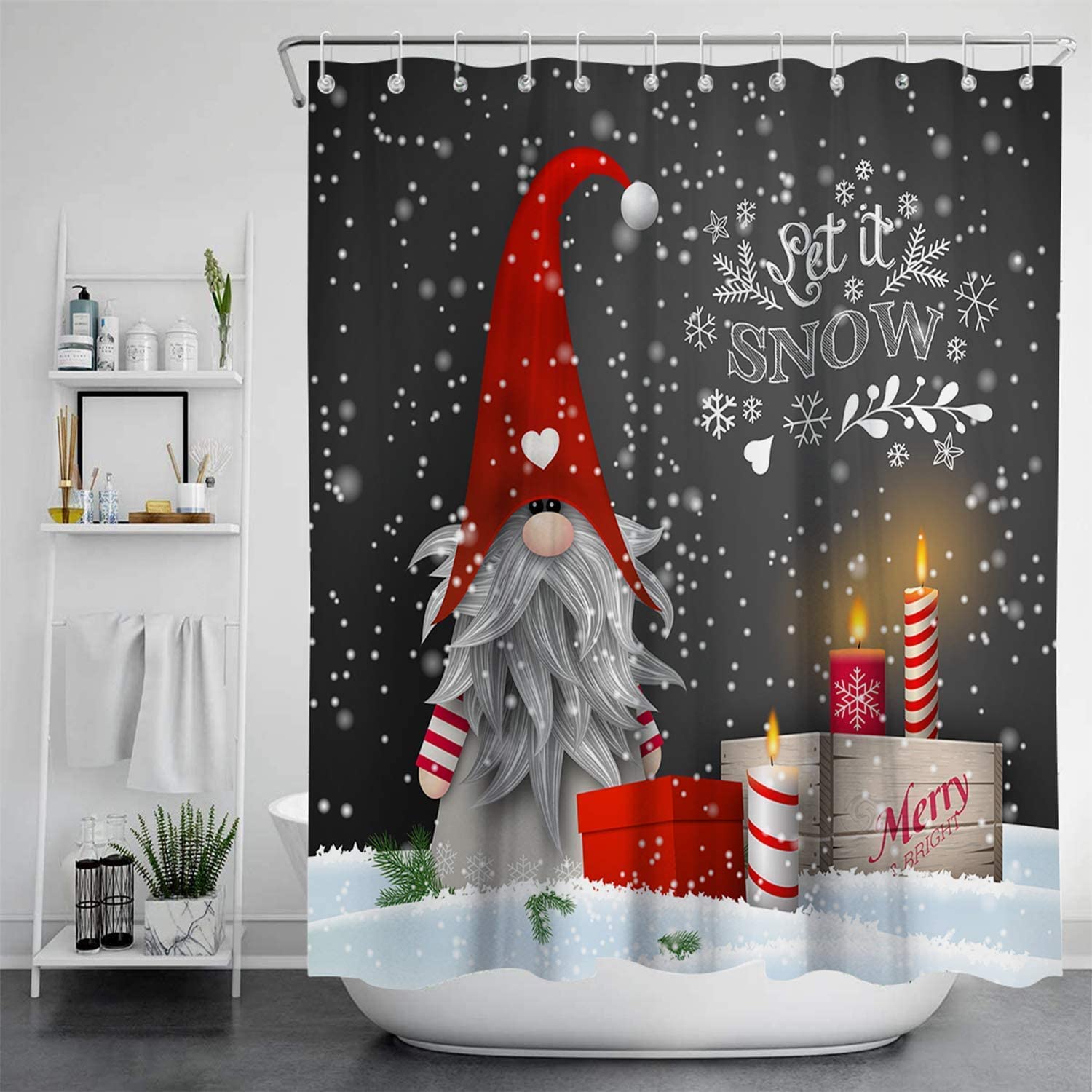 Gnome Shower Curtains For Bathroom Lovely Cute Sprite Christmas Let It Snow Fabric Shower Curtain Winter Xmas Holiday Bathroom C