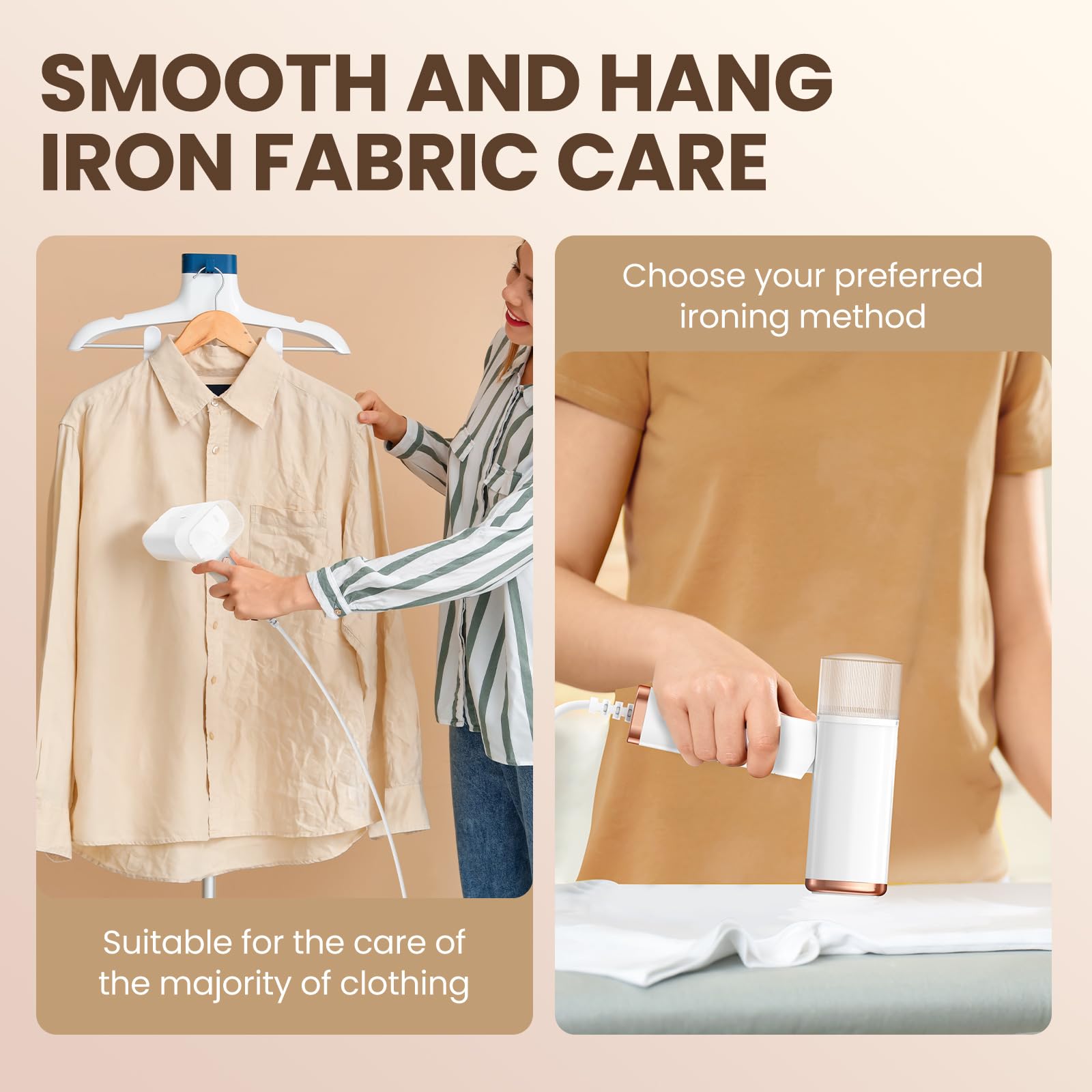 Portable Handheld Steam Garment Steamer Foldable: Effortless Wrinkle Clothes Steam Iron Removal 20-Second Fast Heat-Up, 1200W, 1