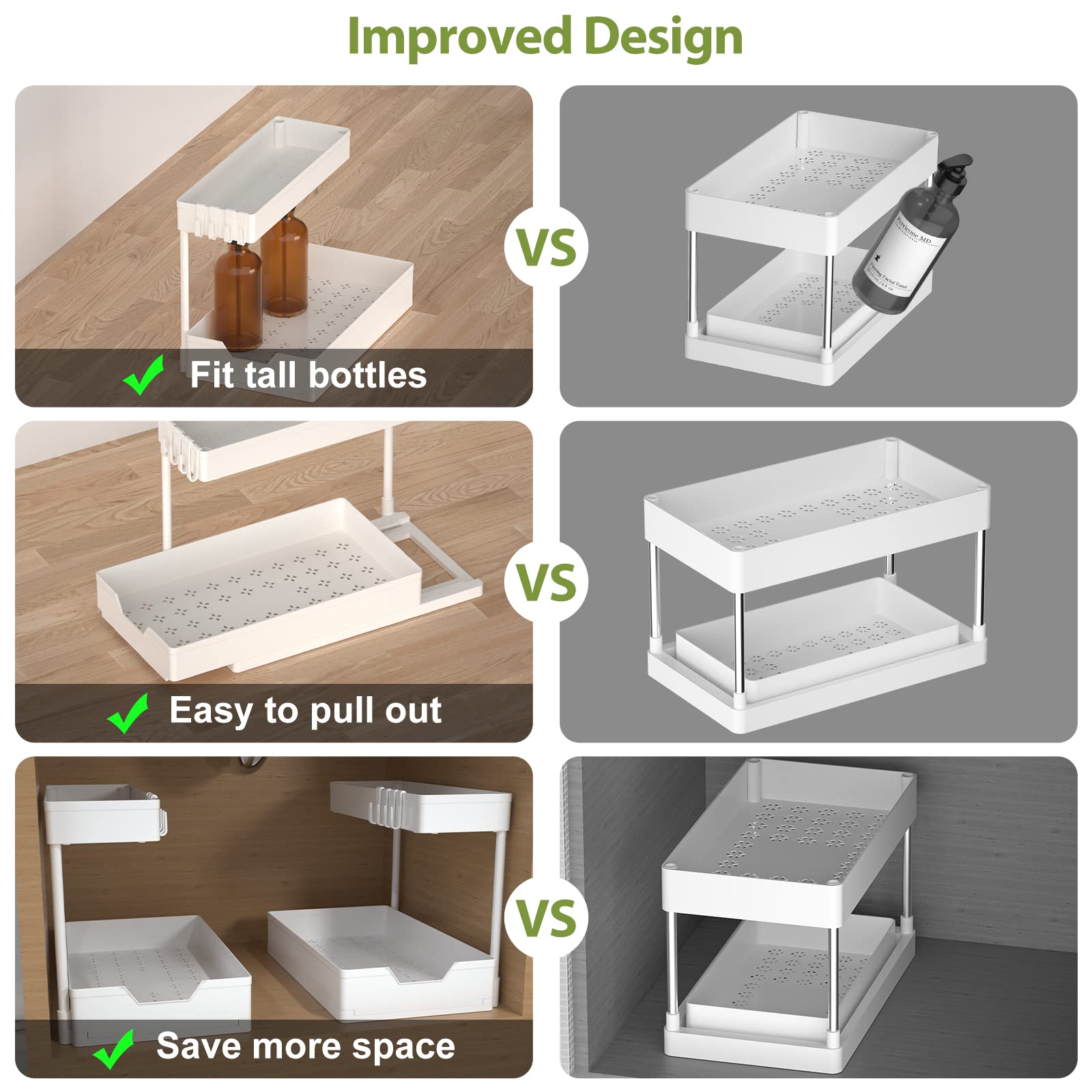Minimalist Studio Under Sink Organizers And Storage, L-Shape Kitchen Bathroom Organization, 2-Tier Sliding Storage Under Bathroo