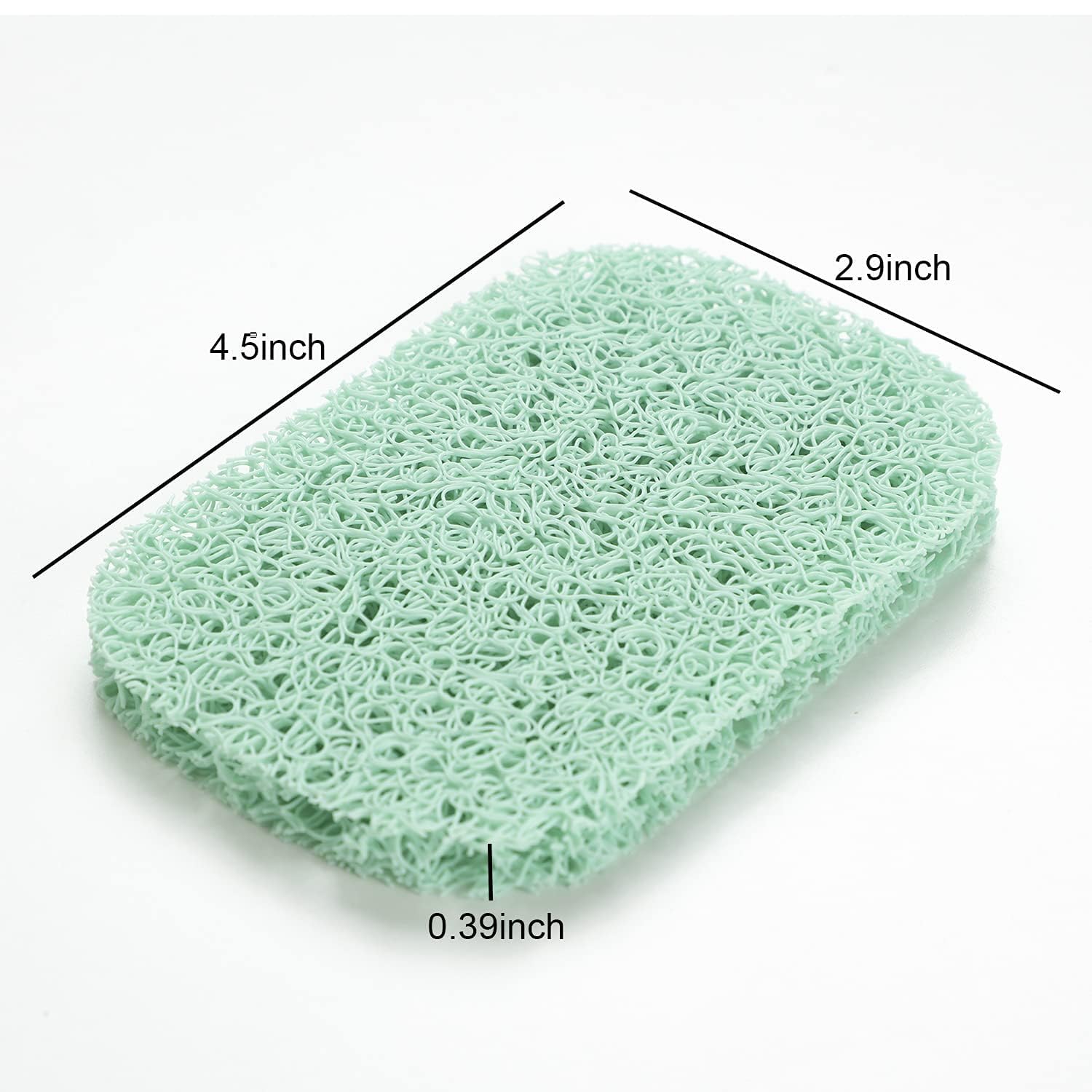 Snowkingdom 4 Pack Green Soap Saver Draining Lift Pad 2.9 '' x 4.5 '' PVC BPA-free Non-Slip Durable