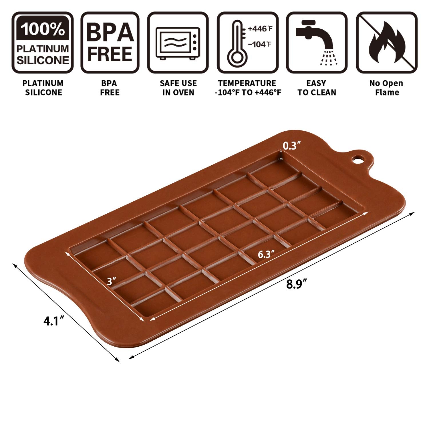 Chocolate Bar Mold Silicone - Candy Bar Molds For Chocolate Break-Apart Silicone Chocolate Molds Protein And Engery Bar Silicone