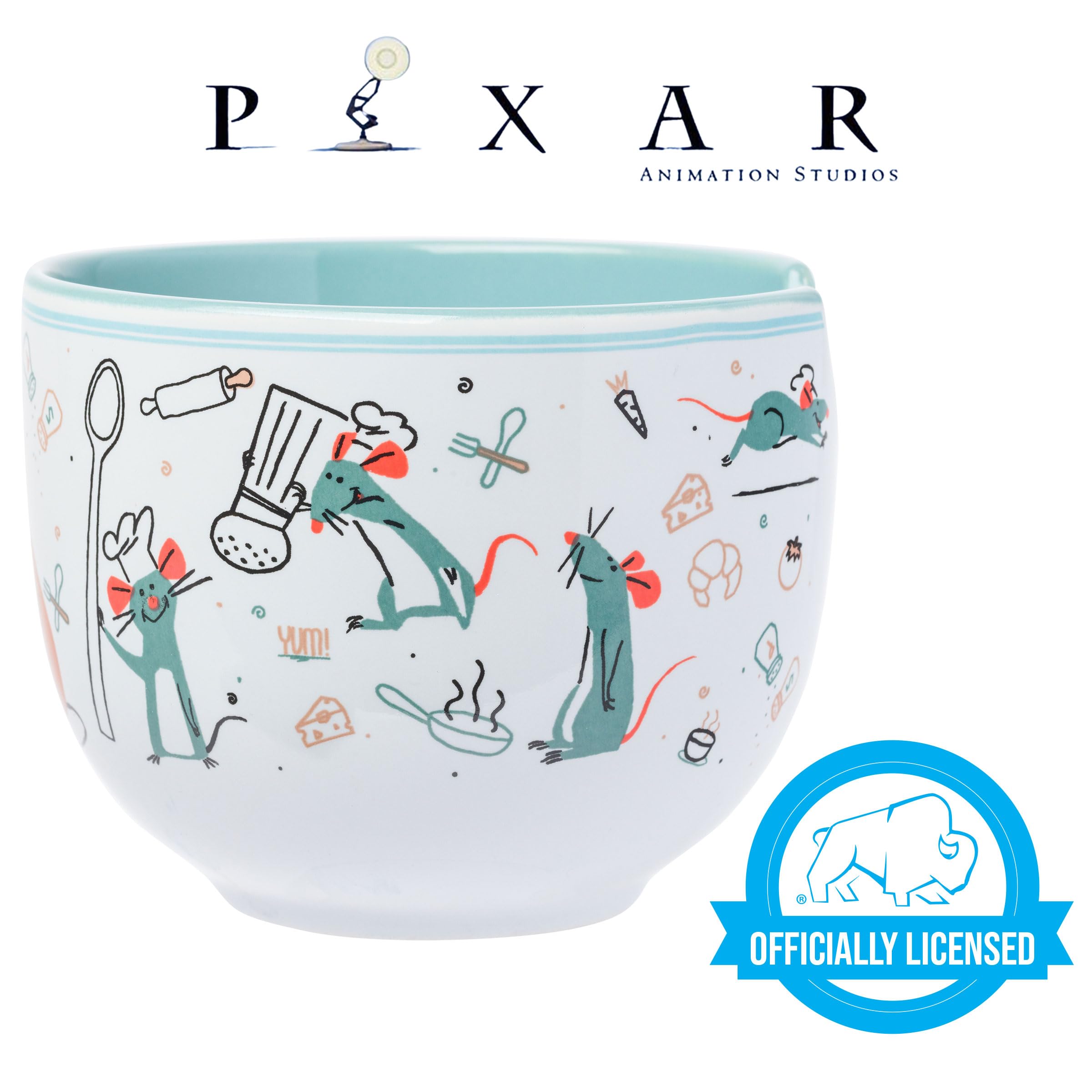 Silver Buffalo Disney Pixar Ratatouille Remy Icons Ceramic Ramen Noodle Rice Bowl With Chopsticks, Microwave Safe, 20 Ounces