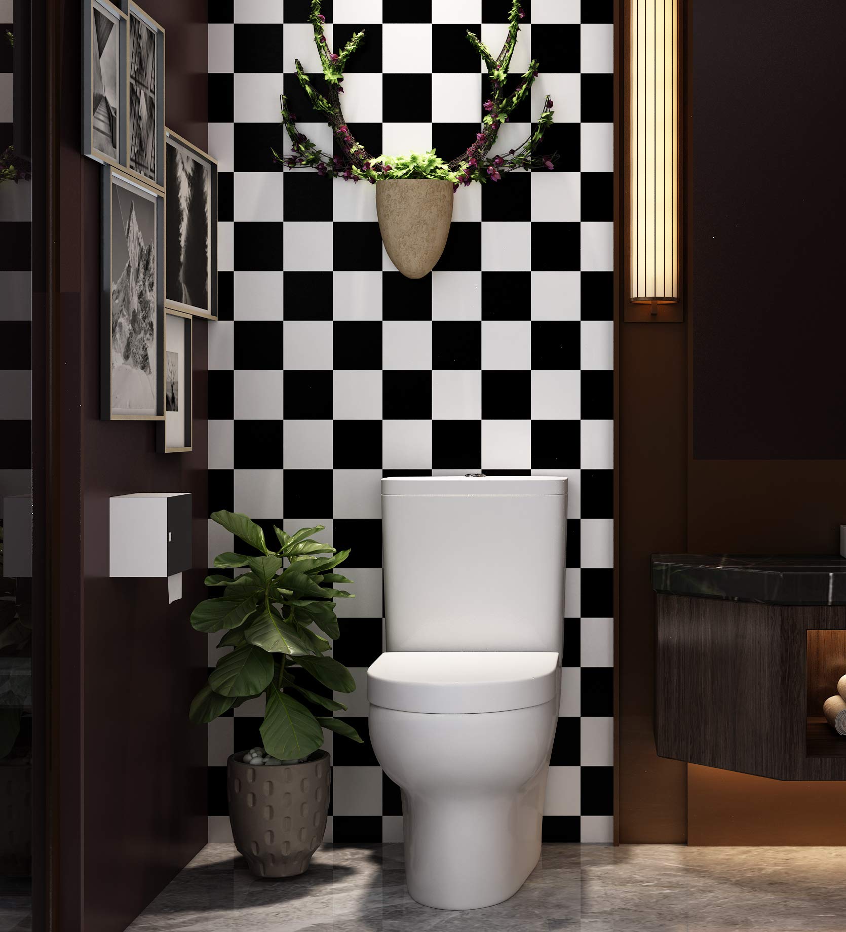 Livelynine 15.8X197 Inch Black and White Wallpaper Peel and Stick Tile ...