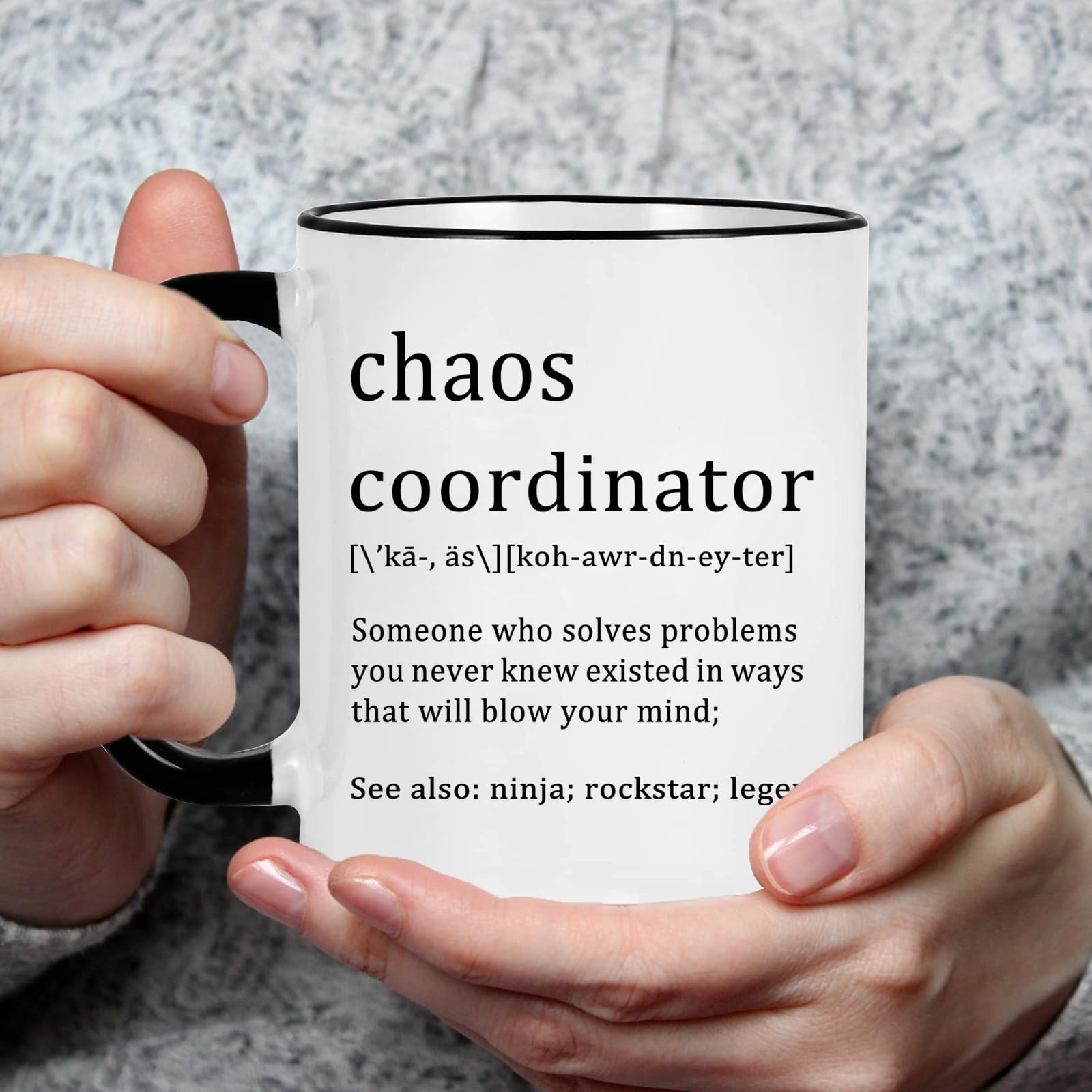 Chaos Coordinator Mug, Office Gifts for Coworkers, Gifts for Boss, Chaos Coordinator Gifts, Funny Coffee Mug Christmas White Ele