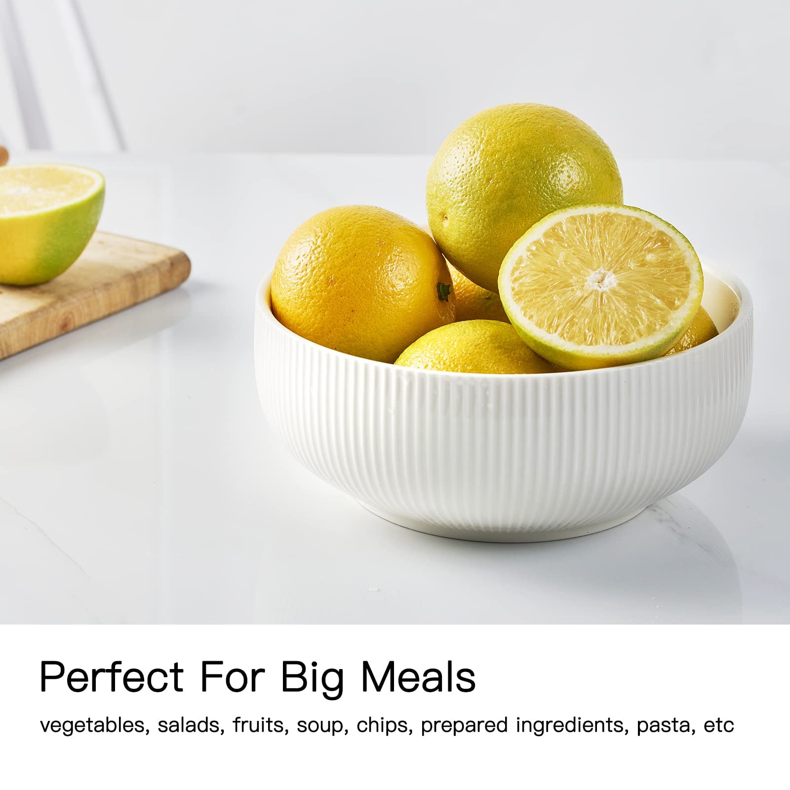 Getstar Salad Bowl, 8 Inch 60 Oz Large Serving 2 Packs Ceramic Bowl Set, Microwave & Freezer Safe, Bowl Set Of 2 For Fruit Soup