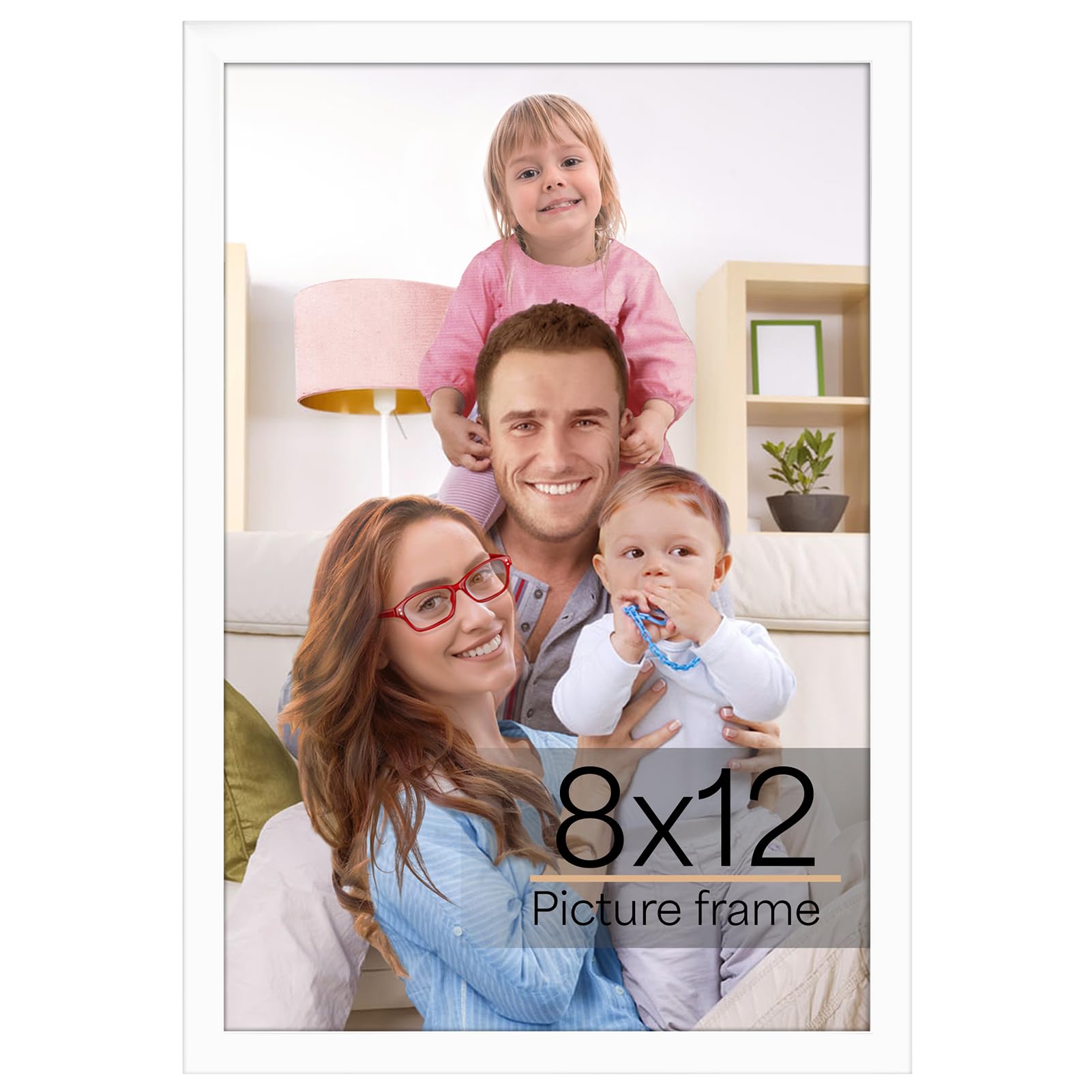 Giftgarden 8x12 Picture Frame White, 8 by 12 Thin Photo Frame for Wall Tabletop Display, Single