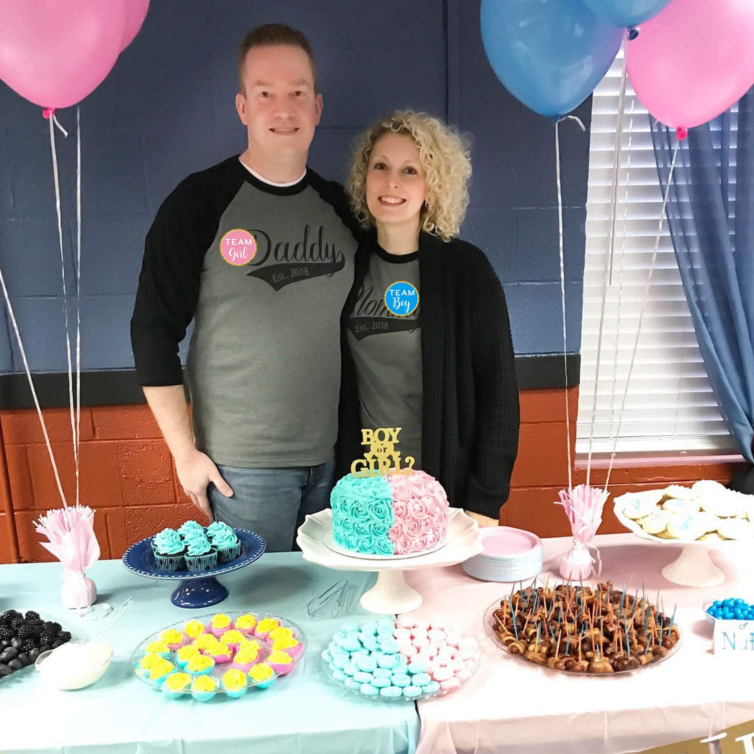 Mr.Mug Gold Gender Reveal Stickers- 80 Pack Team boy and Team Girl Baby Shower Sticker Labels  Perfect Gender Reveal Party Supplies  2 Inch.