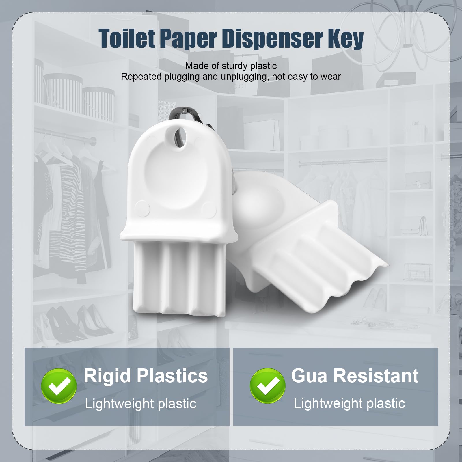10Pcs Toilet Paper Dispenser Key, Universal Paper Towel Dispenser Key Replacement Tissue Dispenser Key Hard Plastic Waffle Toile