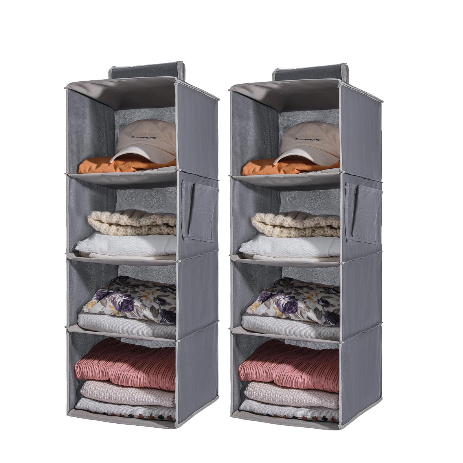 Yrcbehfu 2 Packs Hanging Closet Organizer Storage, 4-Shelf Hanging Shelves For Closet, Closet Clothes Organizer And Storage With