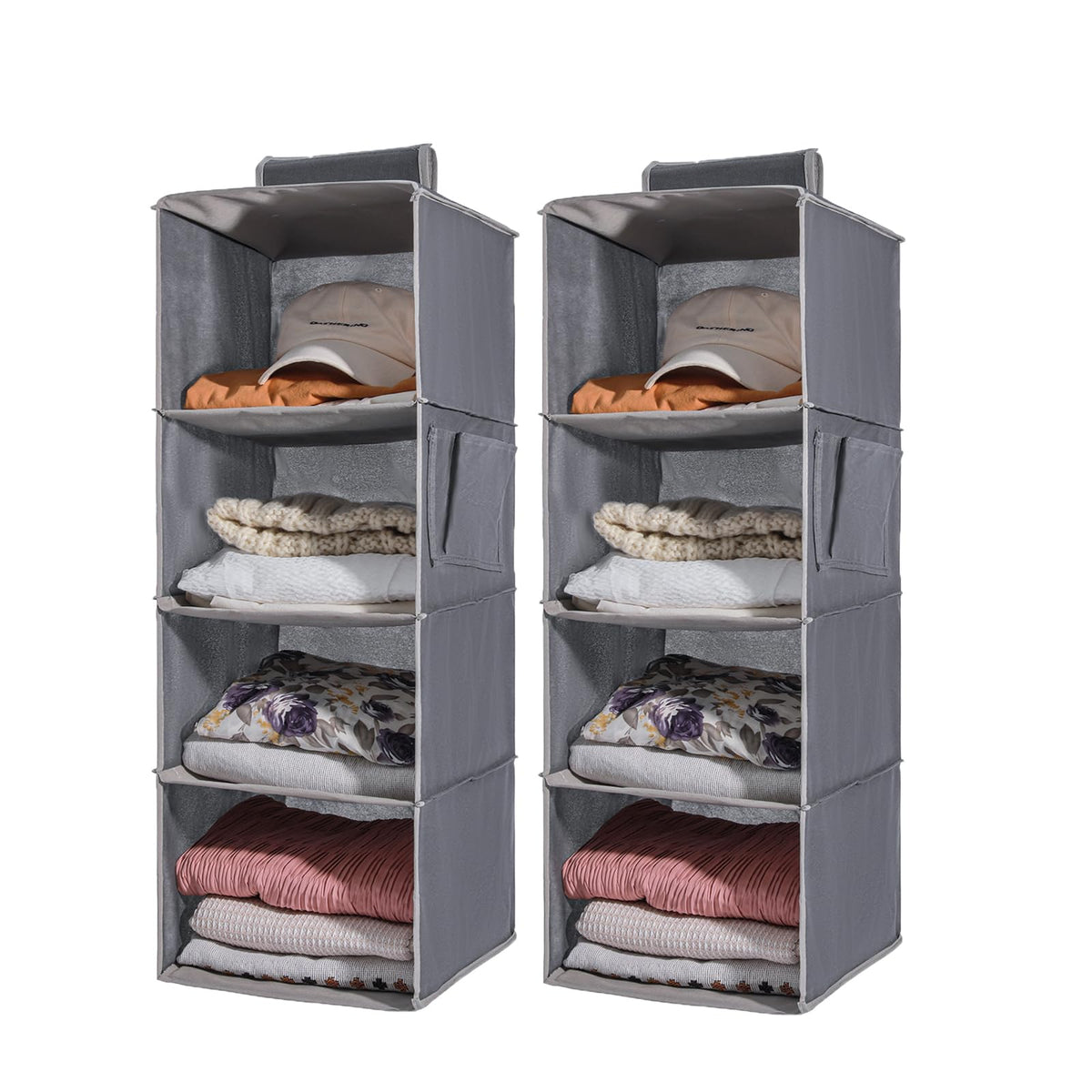 Yrcbehfu 2 Packs Hanging Closet Organizer Storage, 4-Shelf Hanging Shelves For Closet, Closet Clothes Organizer And Storage With